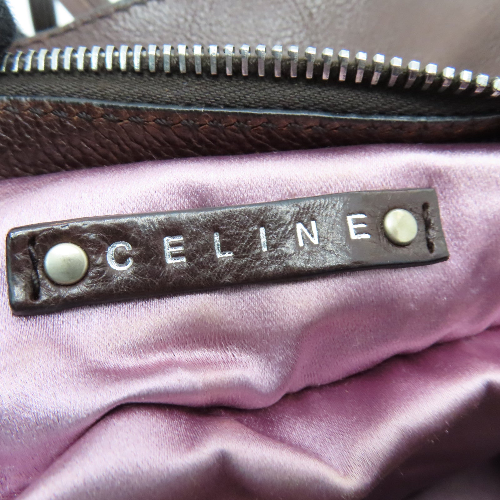 CELINE 牛皮皮革Snoy Hye Kyo For Celine銀扣肩背袋啡色