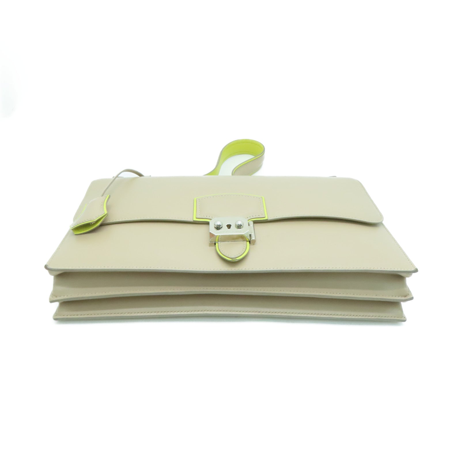 HERMES [Sharp discount] Swift leather Illico Elan silver buckle handle bag beige yellow