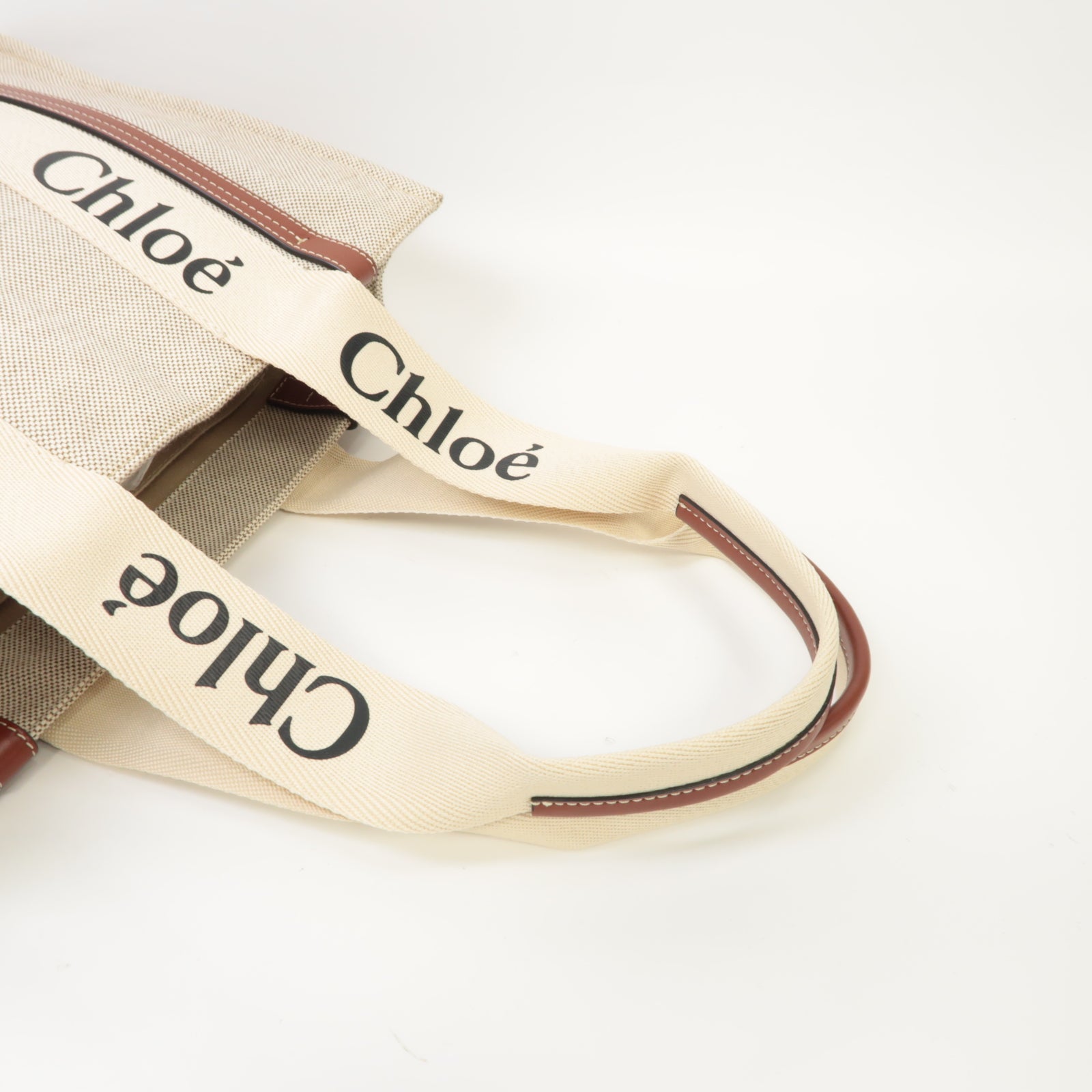 Chloe 帆布Woody肩背袋/手挽袋啡色/米色