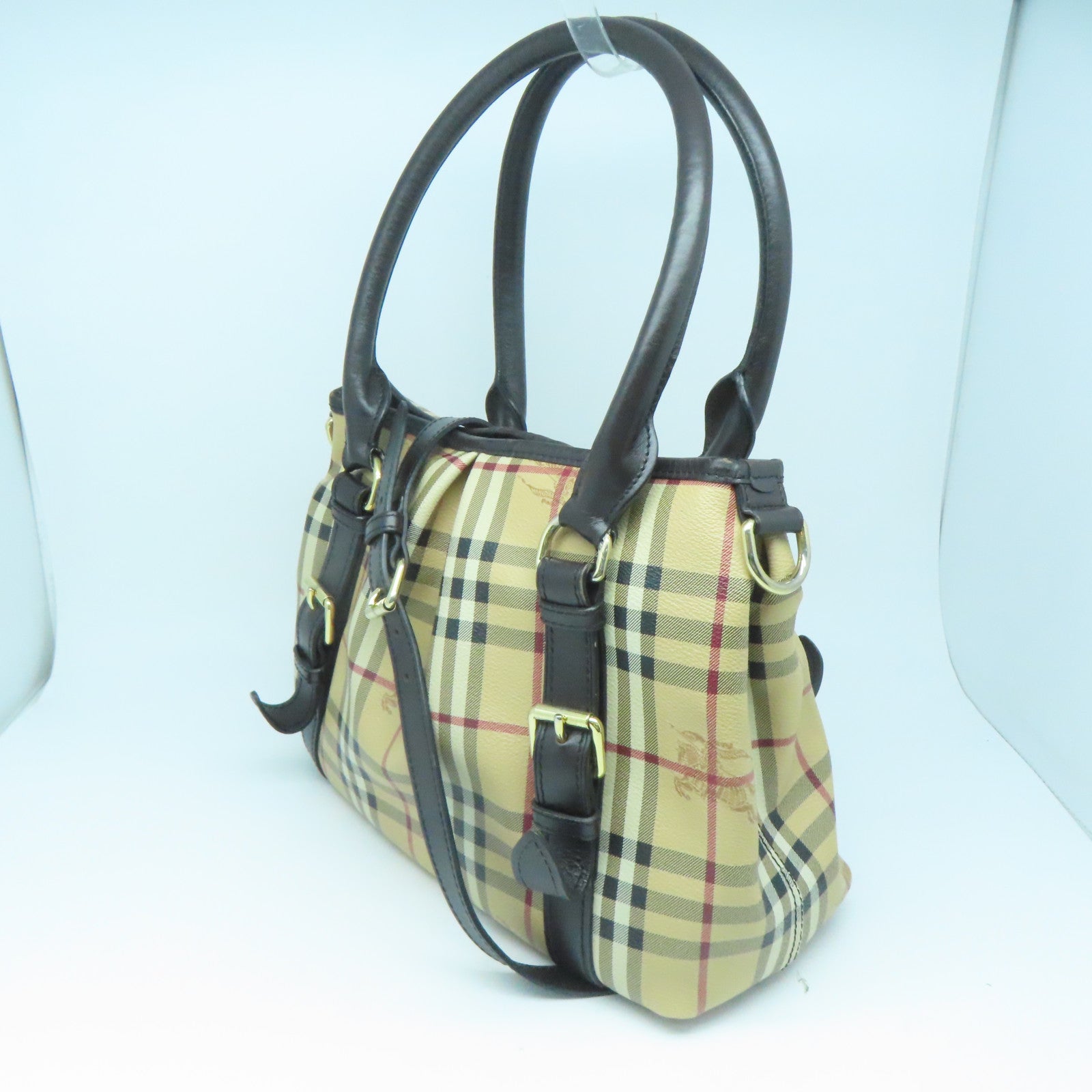 BURBERRY 涂层皮革2way Shoulder Bag金扣手挽肩背两用袋米色啡色