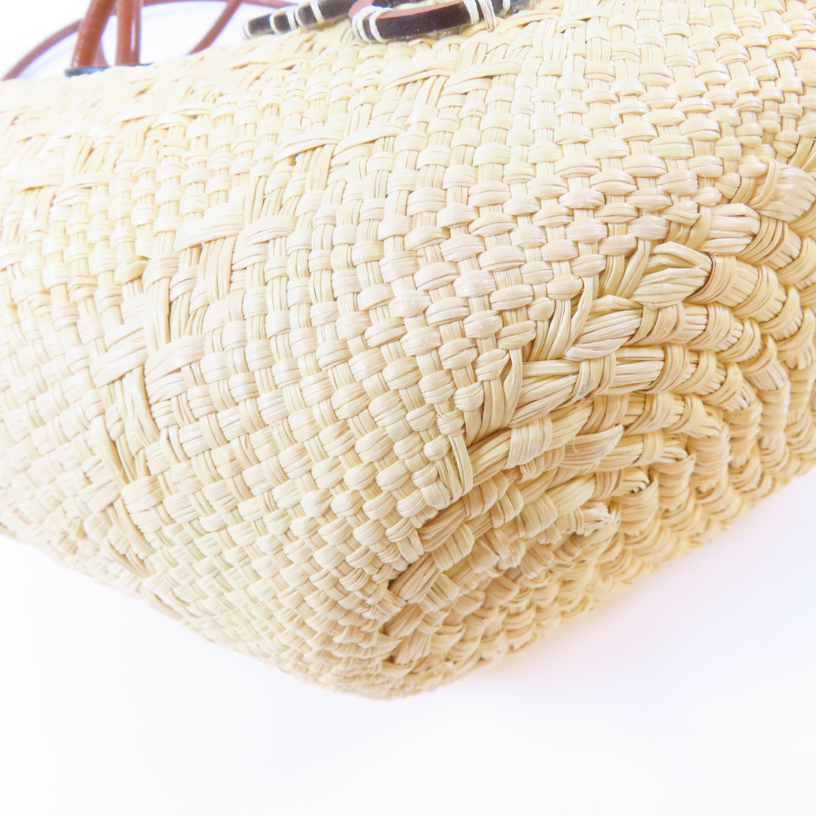 LOEWE 藤料Anagram Basket Bag手挽袋米色/啡色