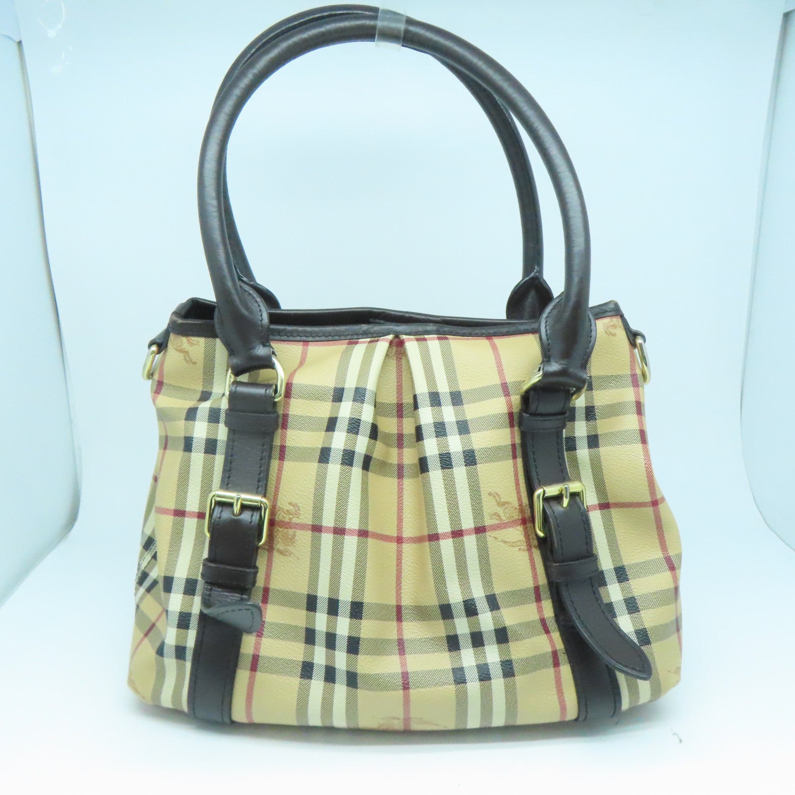 BURBERRY 涂层皮革2way Shoulder Bag金扣手挽肩背两用袋米色啡色