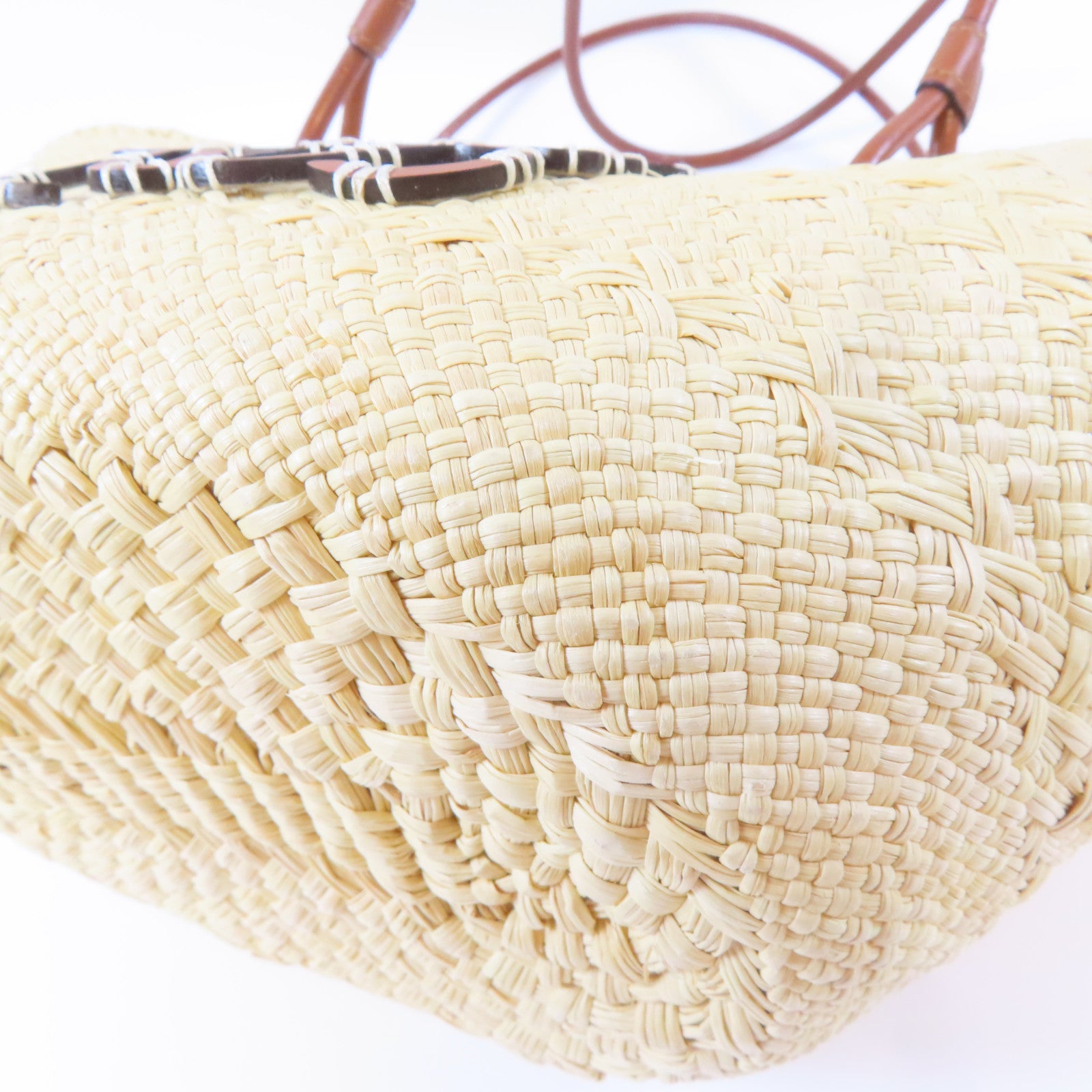LOEWE 藤料Anagram Basket Bag手挽袋米色/啡色