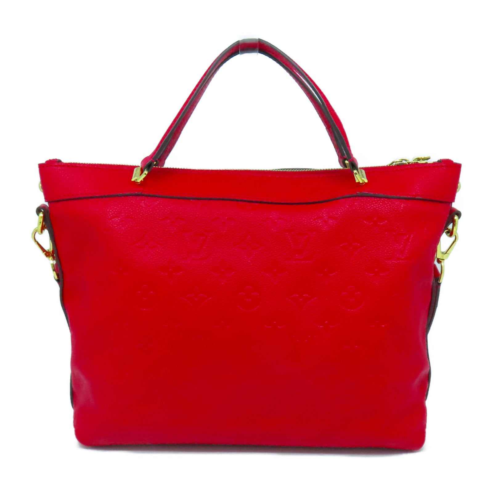 LOUIS VUITTON Monogram Empreinte Bastille MM金扣手挽肩背兩用袋紅色