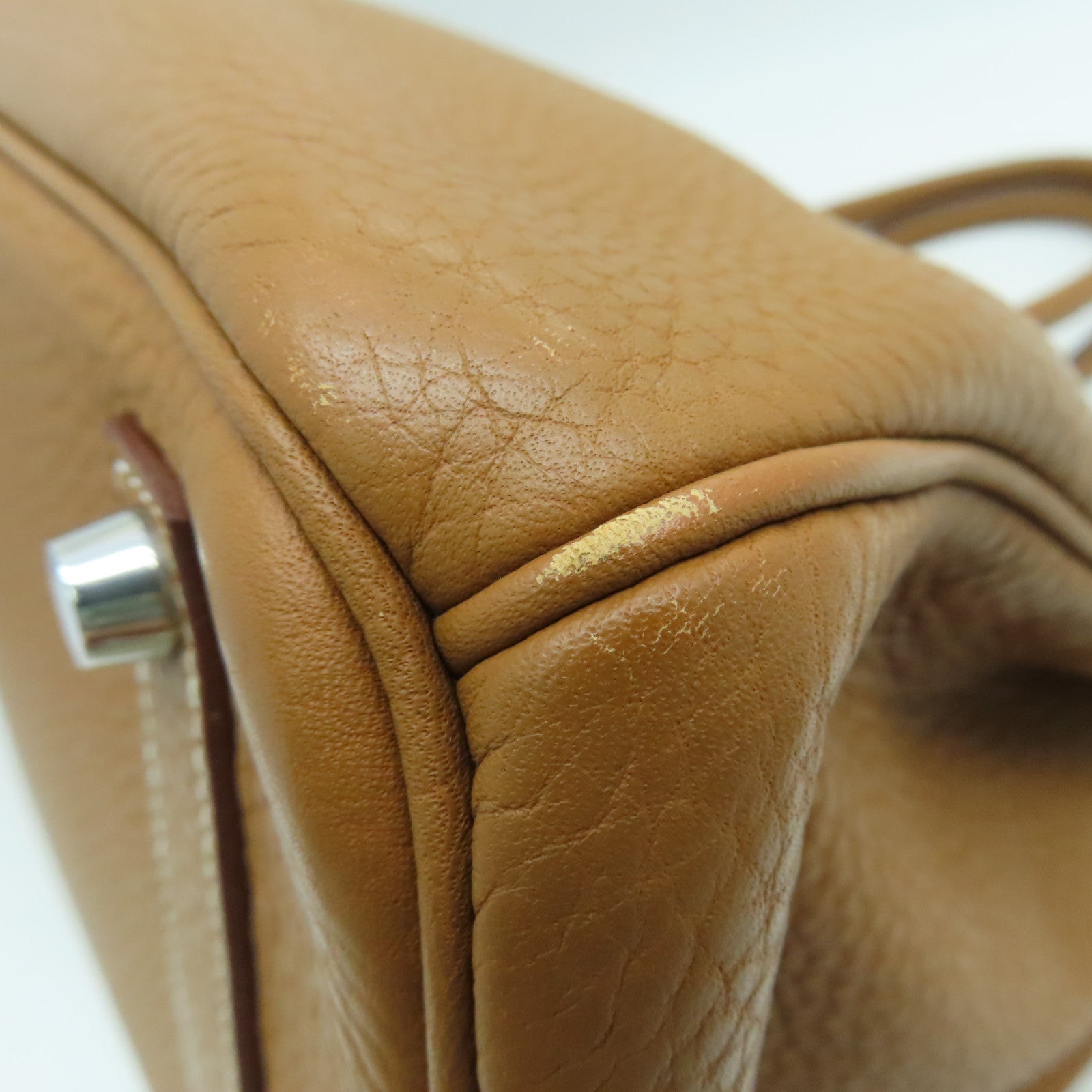 HERMES Clemence Leather Birkin 35 Hand Bag Silver Buckle Hand Bag Gold