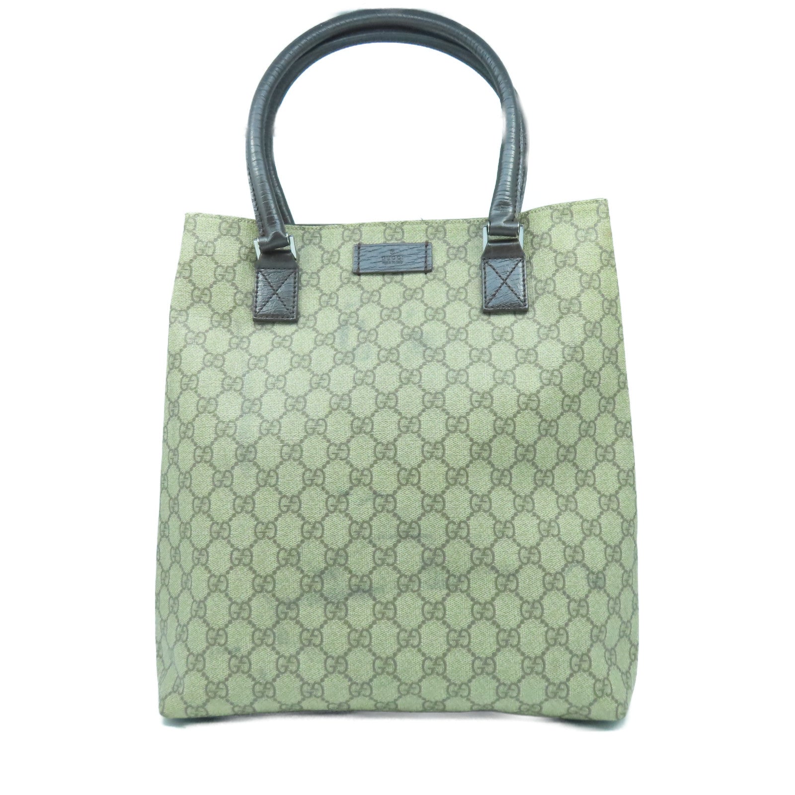 GUCCI 塗層帆布Hand Bag銀扣肩背袋啡色