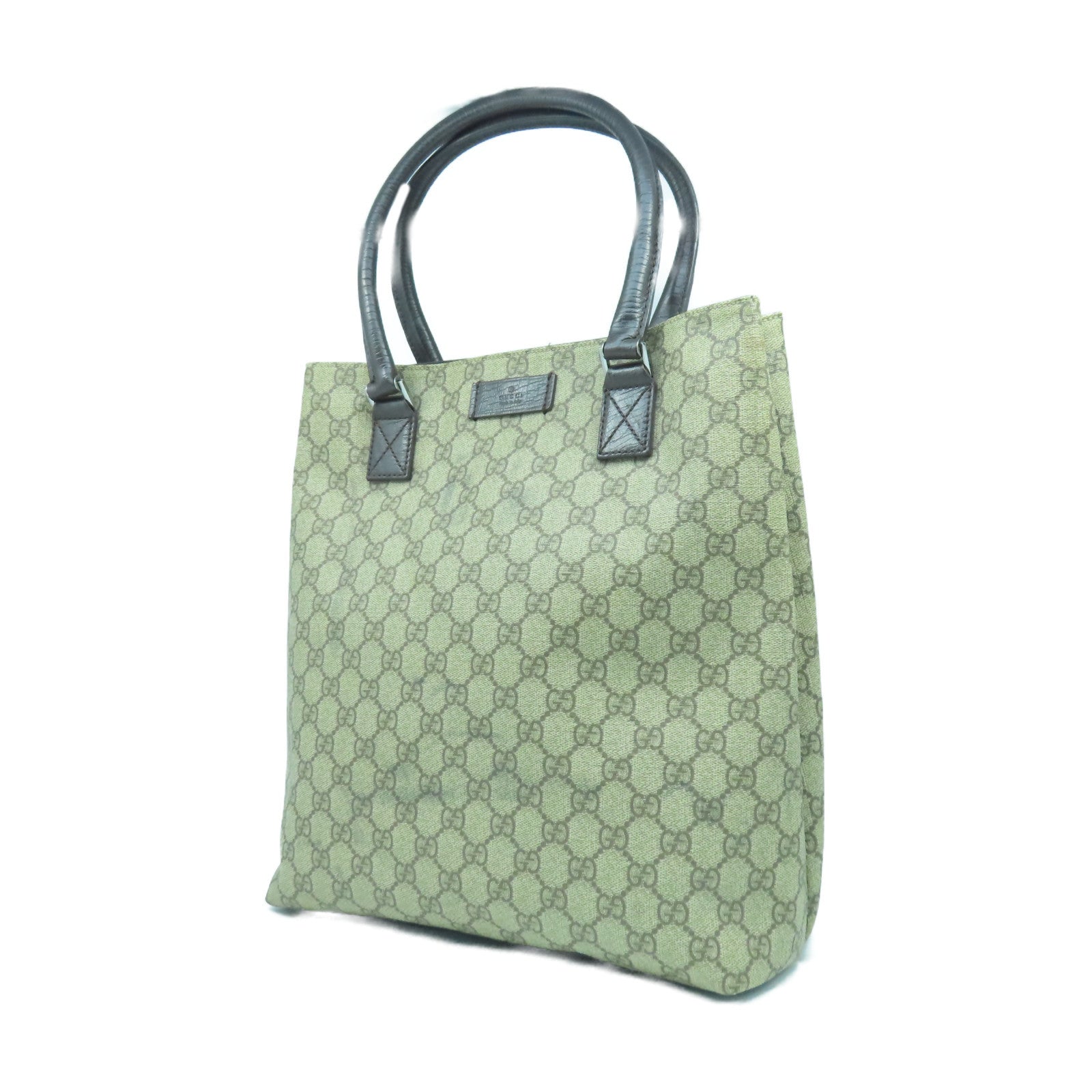 GUCCI 塗層帆布Hand Bag銀扣肩背袋啡色