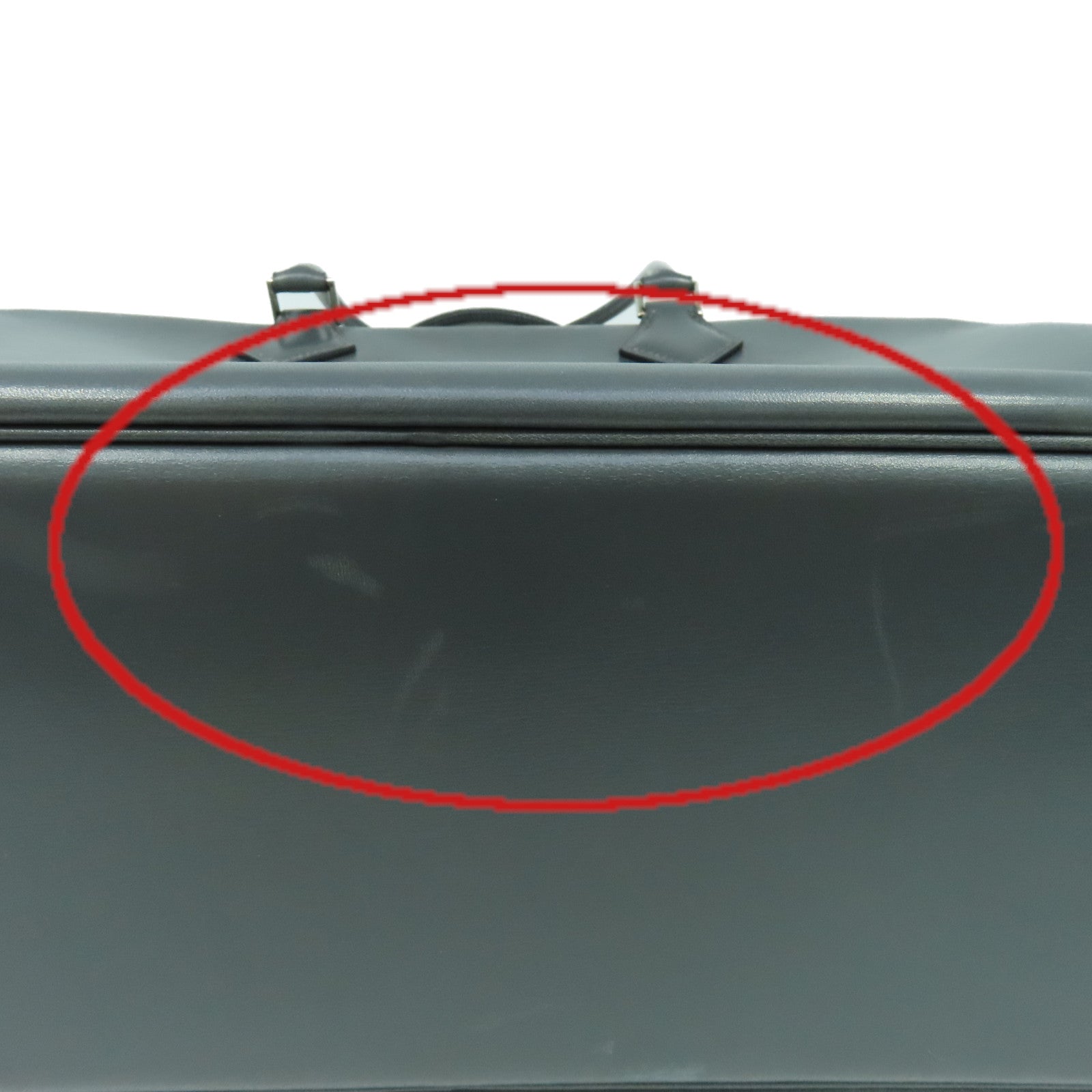 HERMES Box Calf皮革Plume 32Hand Bag银扣手挽袋Graphite灰色