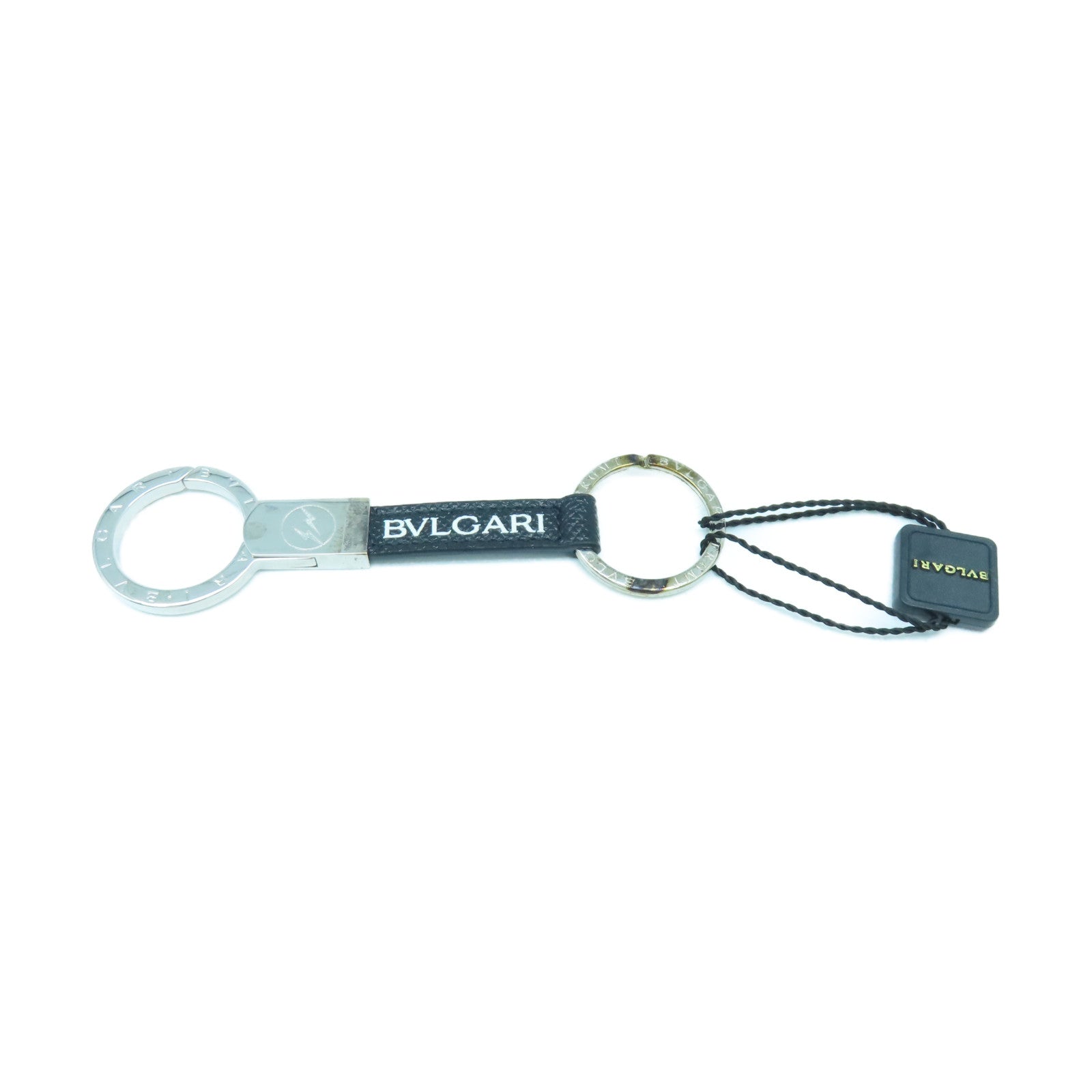 BVLGARI 【激減優惠】不鏽鋼Fragment Key Ring銀扣鎖匙扣銀色/黑色