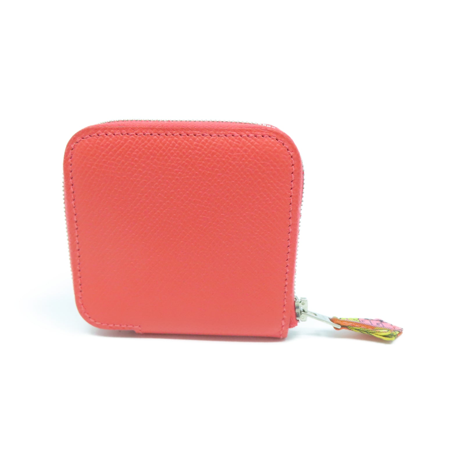 HERMES Epsom皮革Silk'in Coin Purse銀扣零錢包橙色