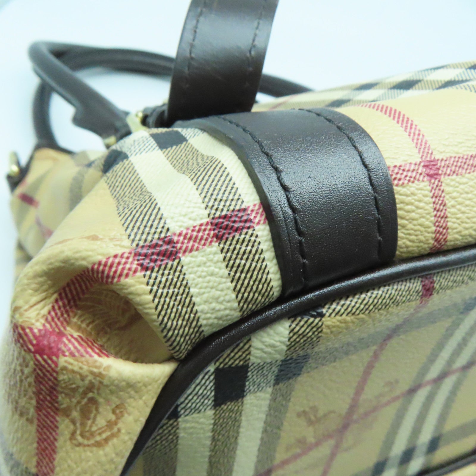 BURBERRY 涂层皮革2way Shoulder Bag金扣手挽肩背两用袋米色啡色