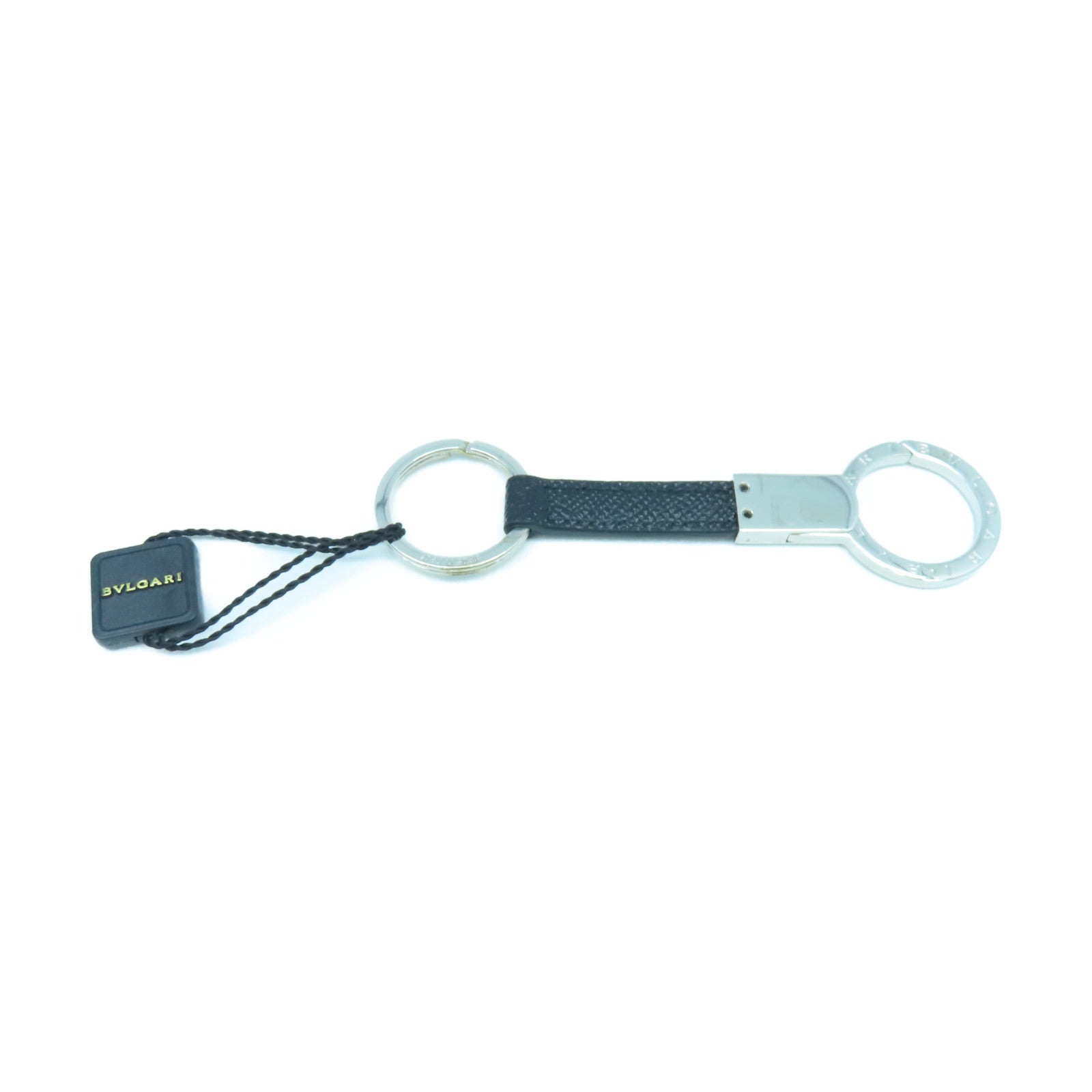 BVLGARI 【激減優惠】不鏽鋼Fragment Key Ring銀扣鎖匙扣銀色/黑色