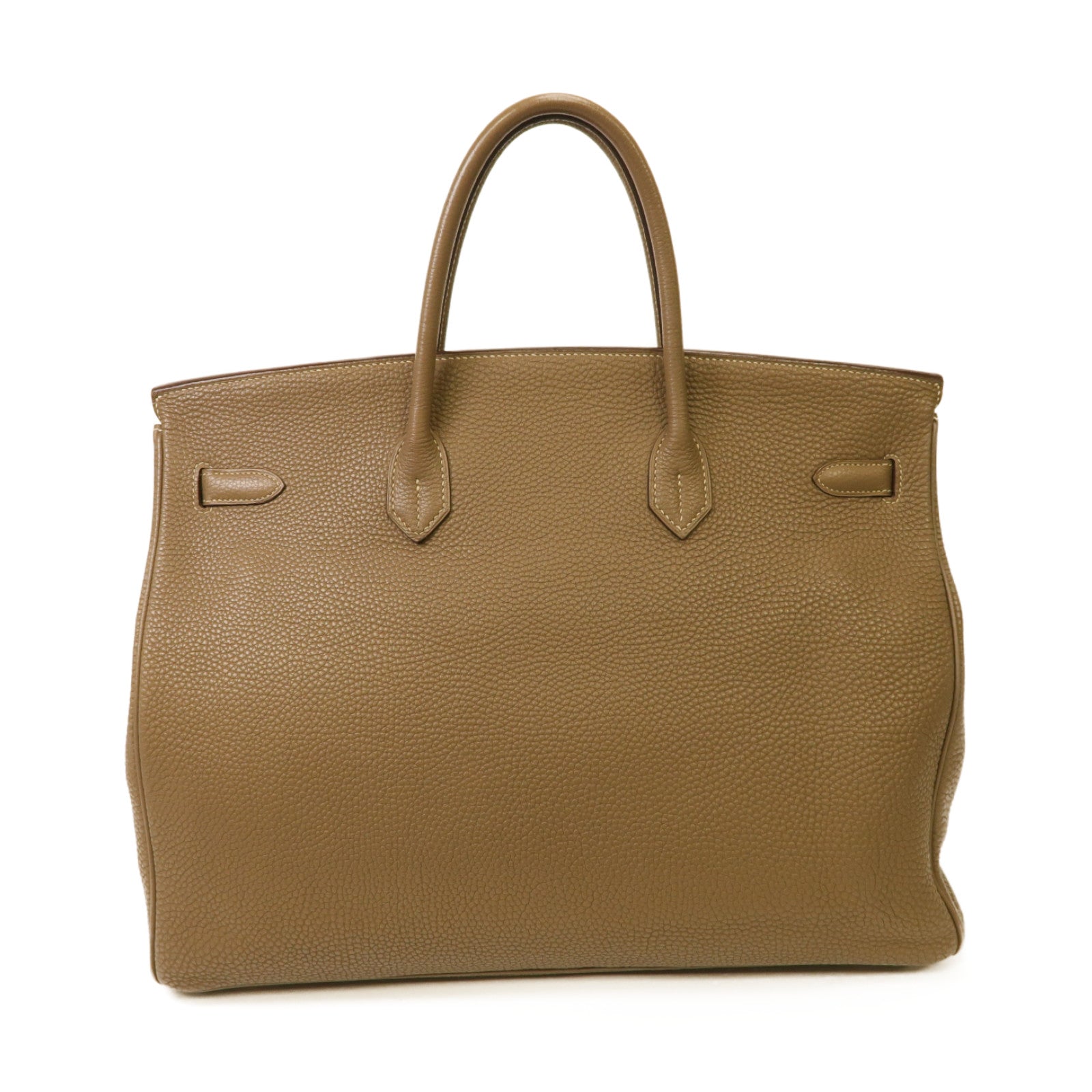 HERMES Clemence皮革Birkin 40金扣手挽袋Etoupe棕色