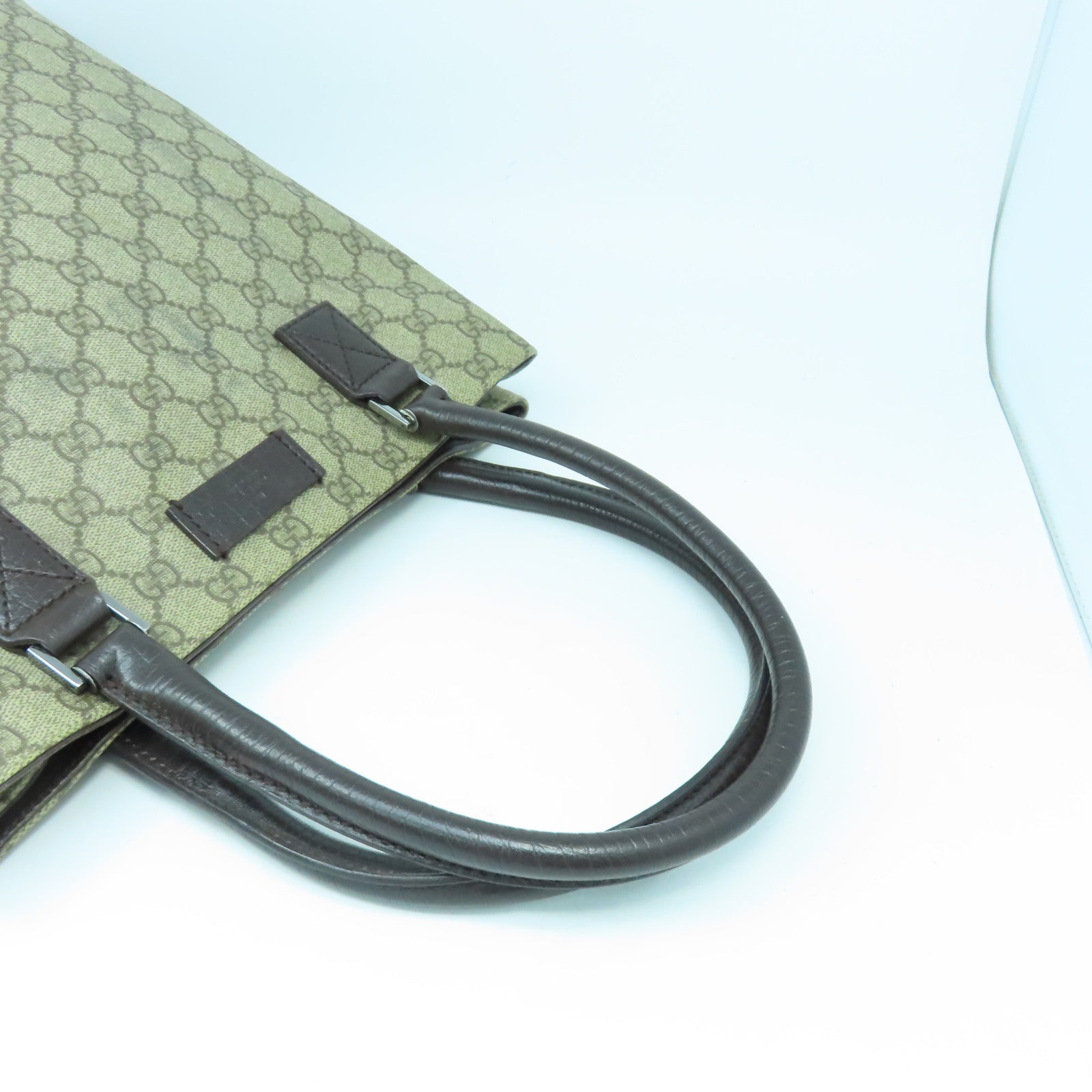 GUCCI 塗層帆布Hand Bag銀扣肩背袋啡色