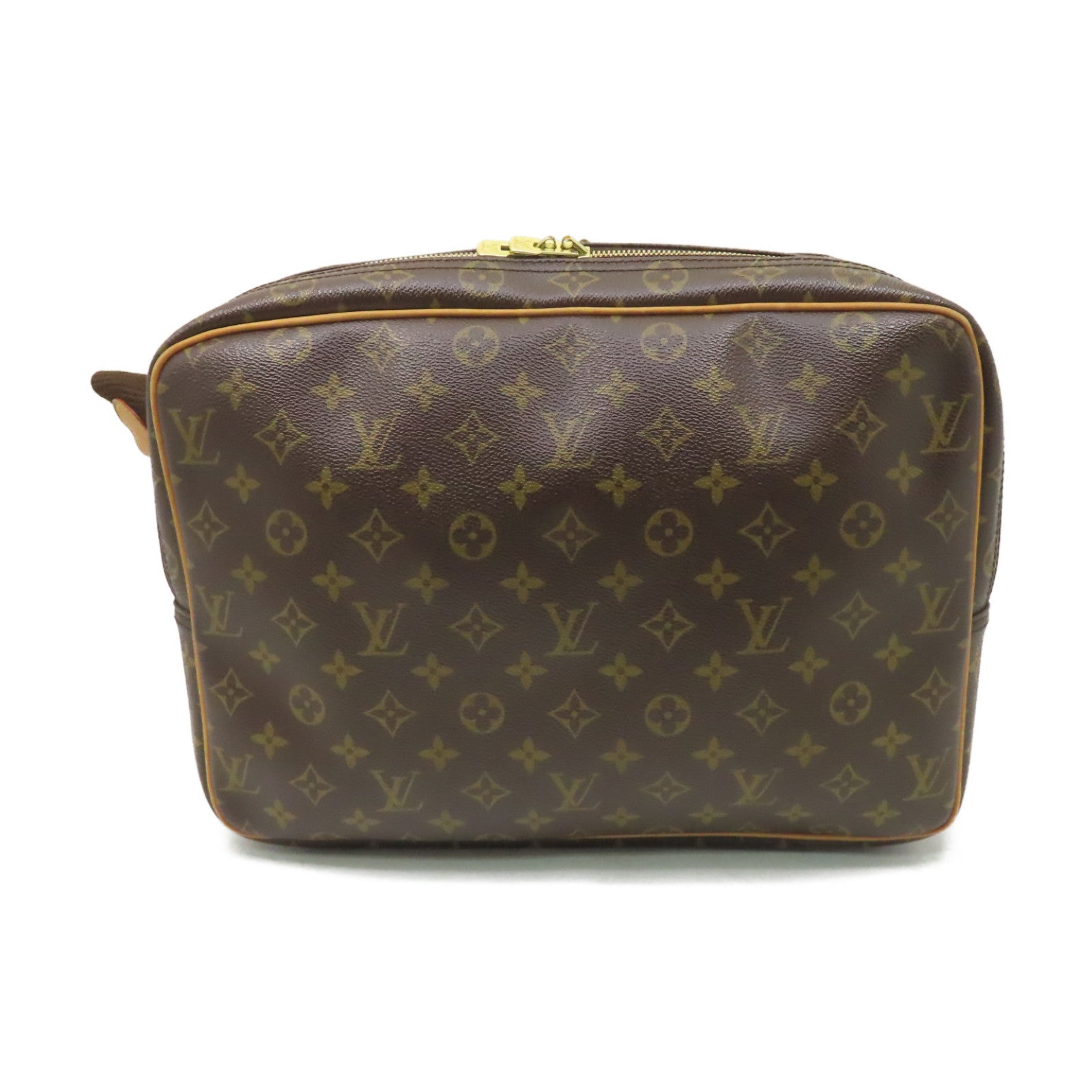 LOUIS VUITTON Monogram Reporter GM金扣肩背袋棕色