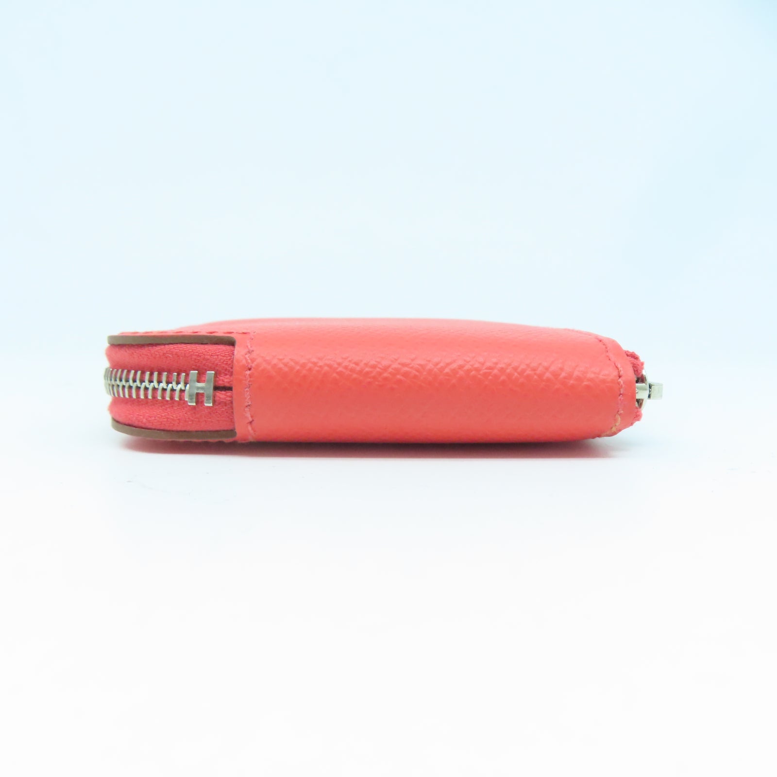 HERMES Epsom皮革Silk'in Coin Purse銀扣零錢包橙色