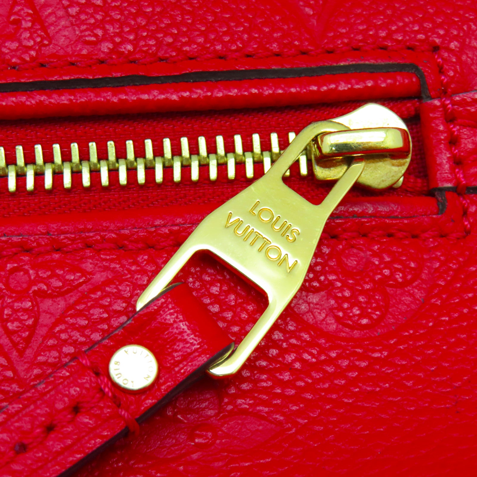 LOUIS VUITTON Monogram Empreinte Bastille MM金扣手挽肩背兩用袋紅色