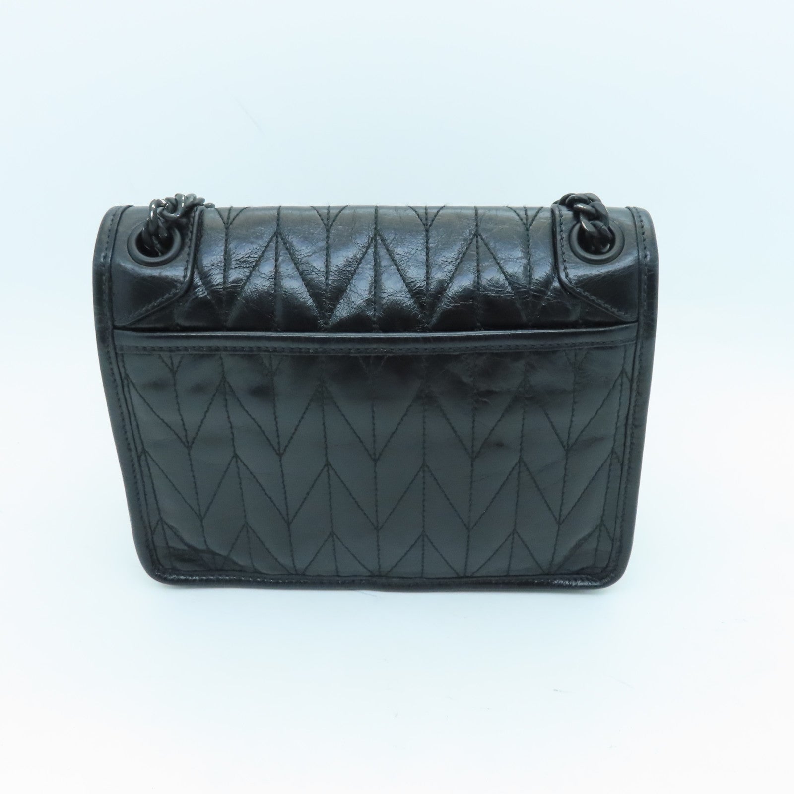 Miu Miu Leather Chain Shoulder Black Buckle Chain Shoulder Bag Black