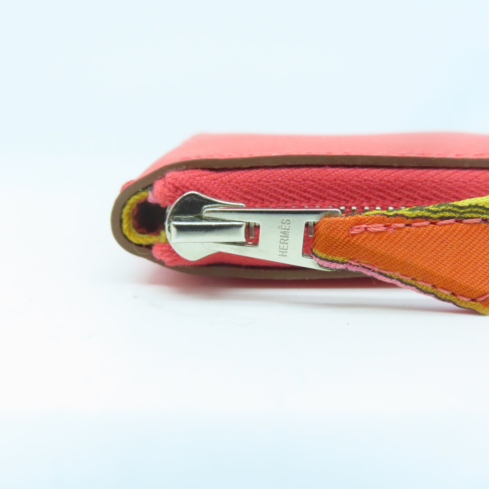 HERMES Epsom皮革Silk'in Coin Purse銀扣零錢包橙色