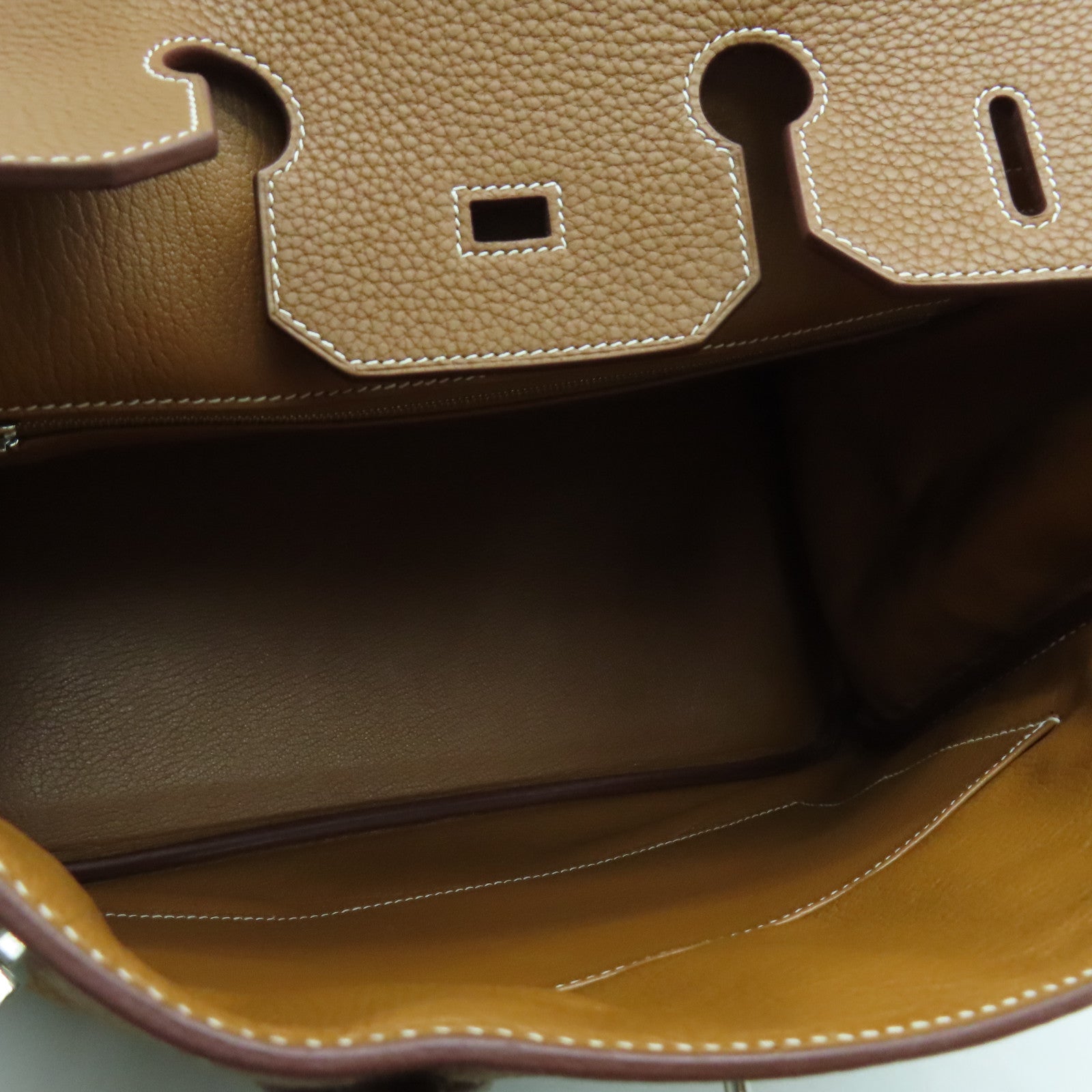 HERMES Clemence Leather Birkin 35 Hand Bag Silver Buckle Hand Bag Gold