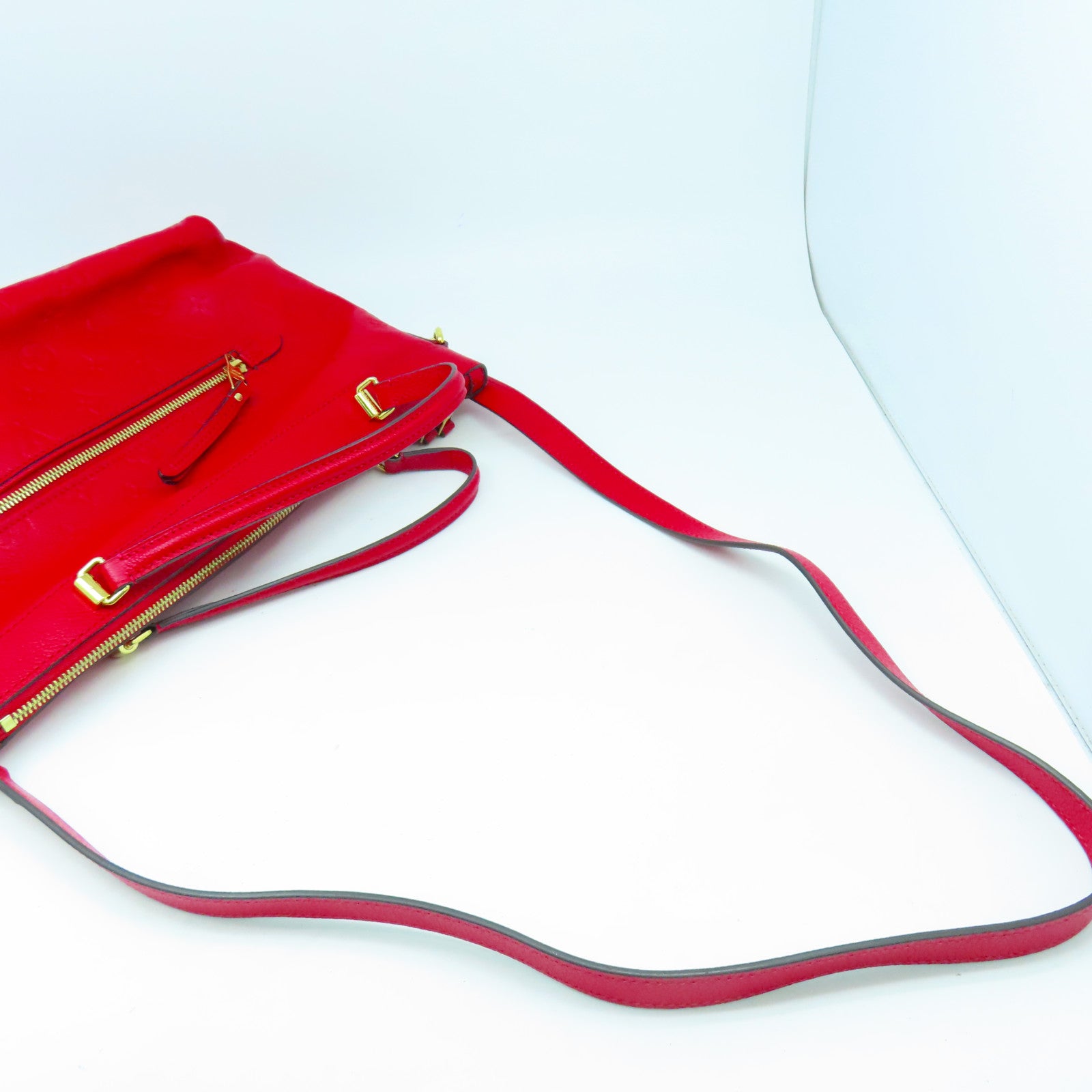 LOUIS VUITTON Monogram Empreinte Bastille MM金扣手挽肩背兩用袋紅色
