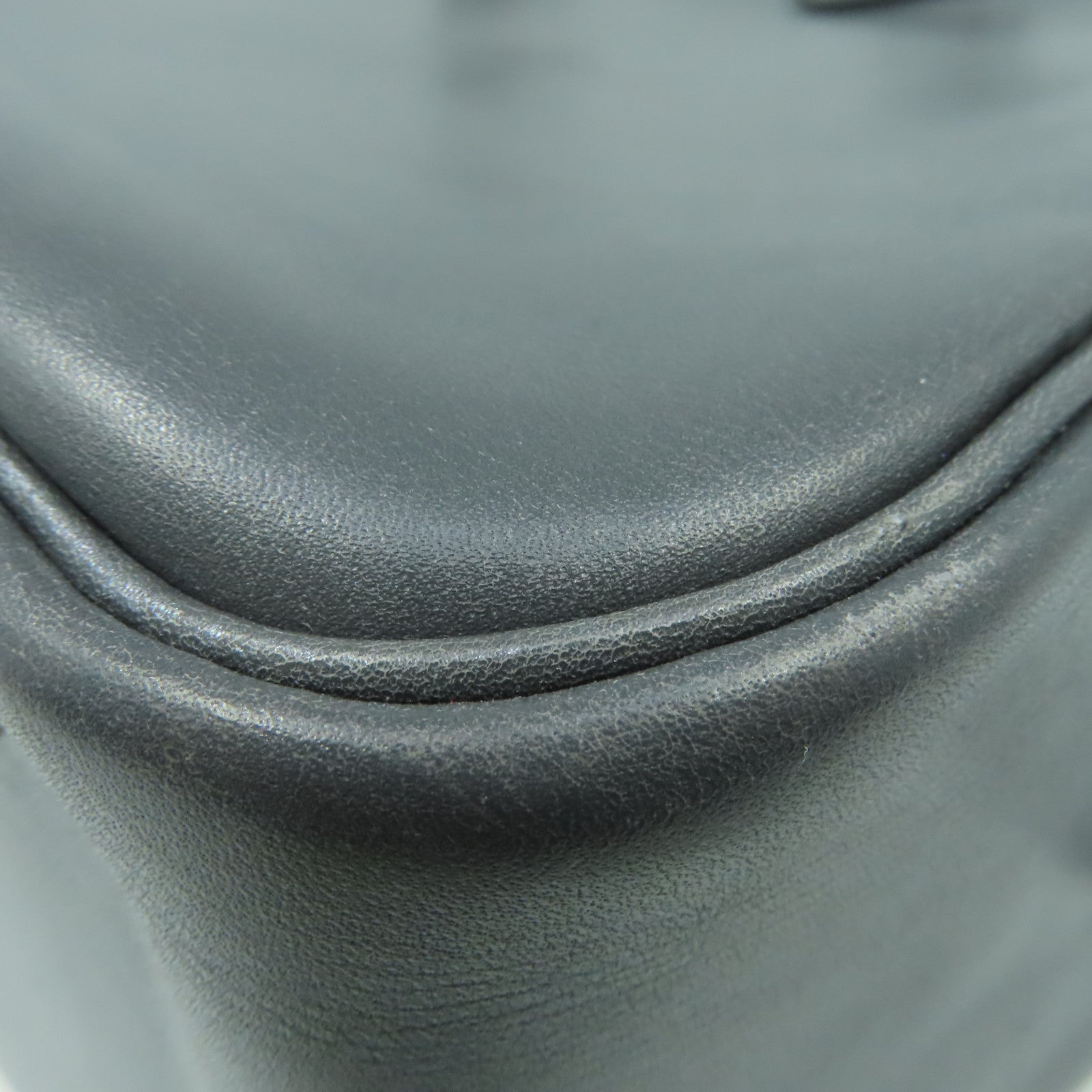 HERMES Box Calf皮革Plume 32Hand Bag银扣手挽袋Graphite灰色
