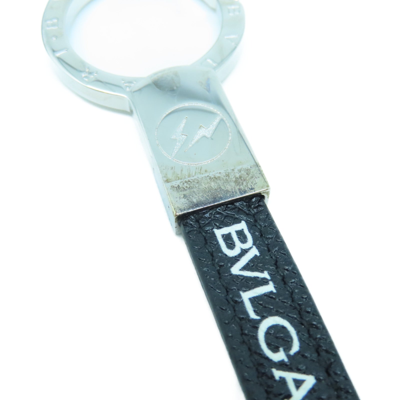 BVLGARI 【激減優惠】不鏽鋼Fragment Key Ring銀扣鎖匙扣銀色/黑色