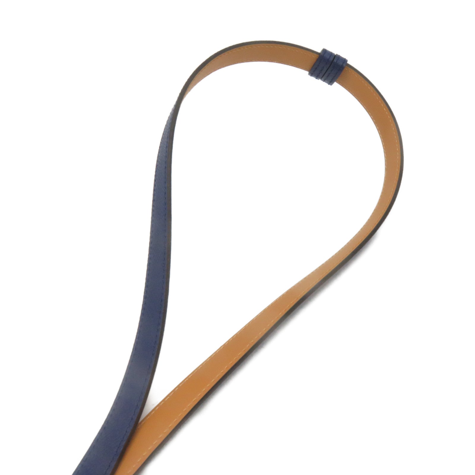HERMES Epsom皮革Kelly 18 Belt银扣皮带Blue Navy深蓝色