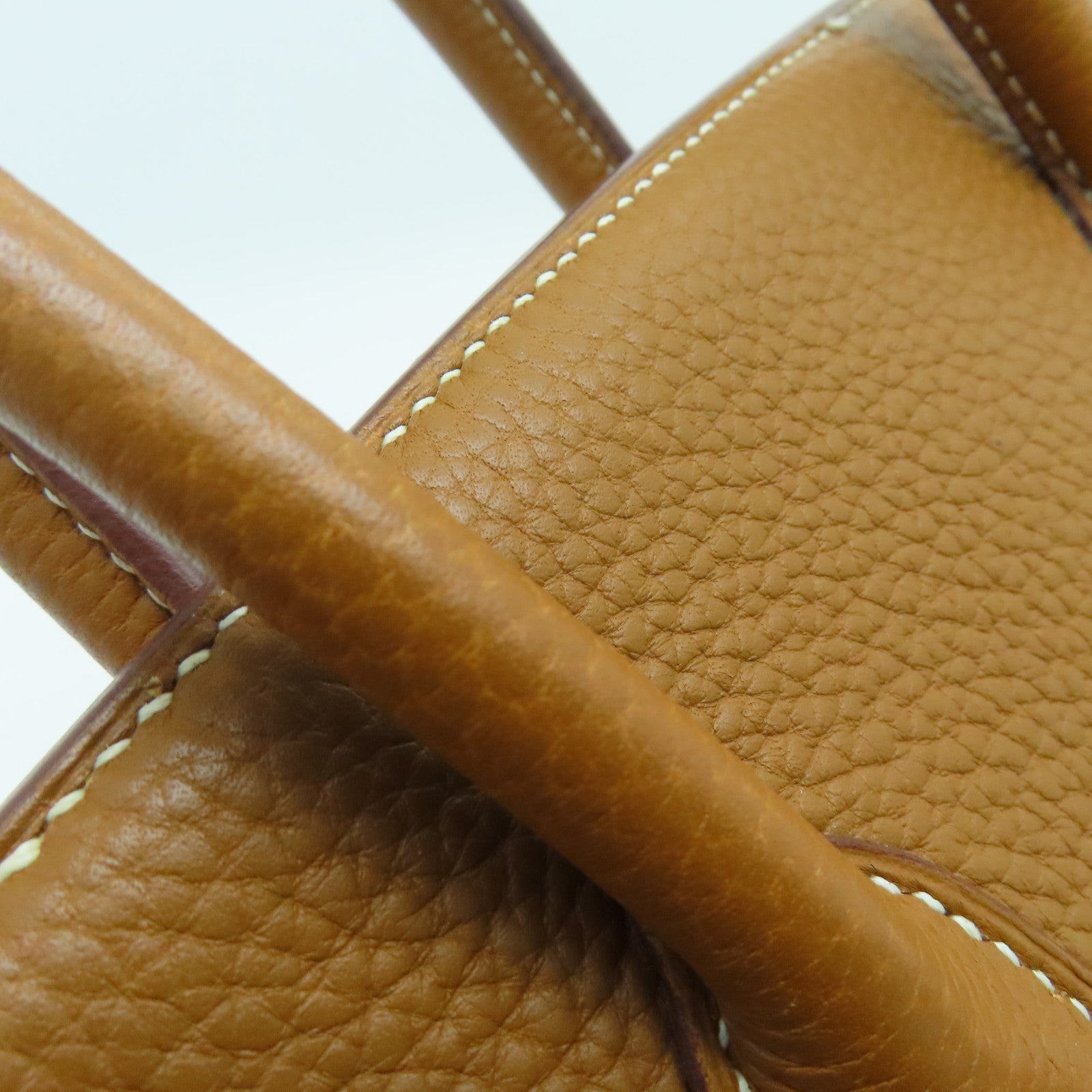 HERMES Clemence Leather Birkin 35 Hand Bag Silver Buckle Hand Bag Gold