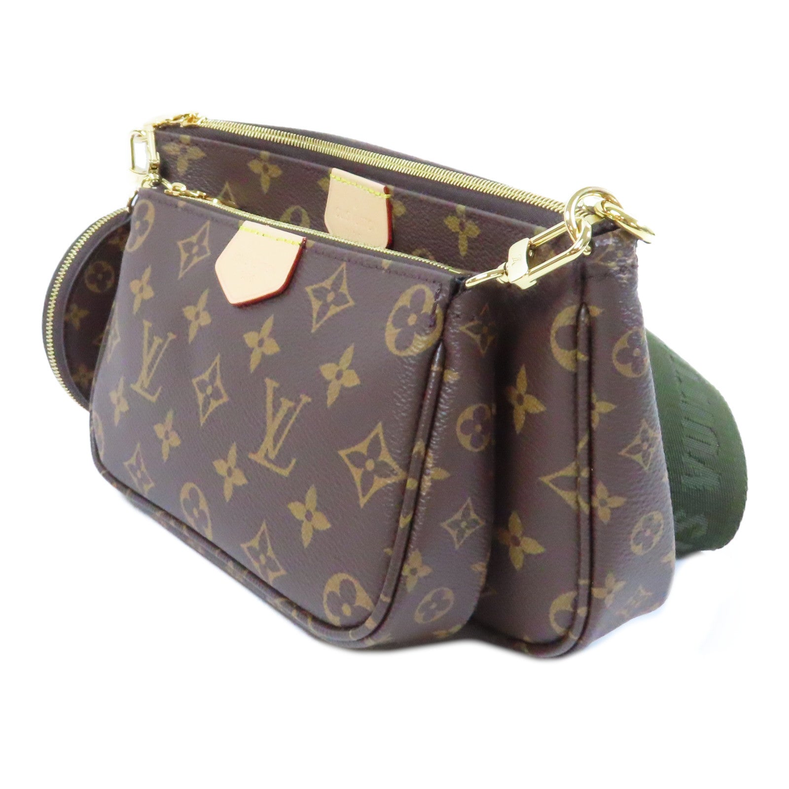 LOUIS VUITTON Monogram Mutti Pochette Accessories金扣手挽肩背兩用袋啡色