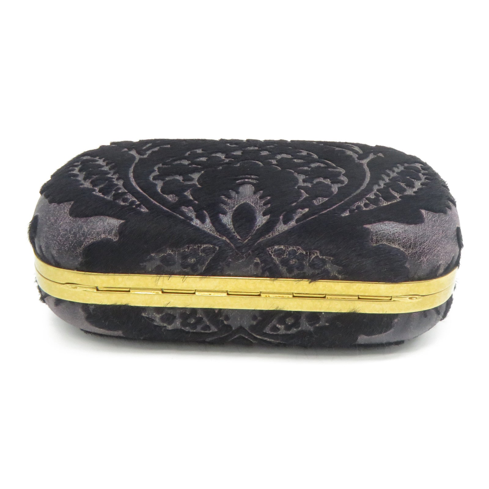 Alexander McQueen 馬毛Clutch Bag金扣手拿包紫色