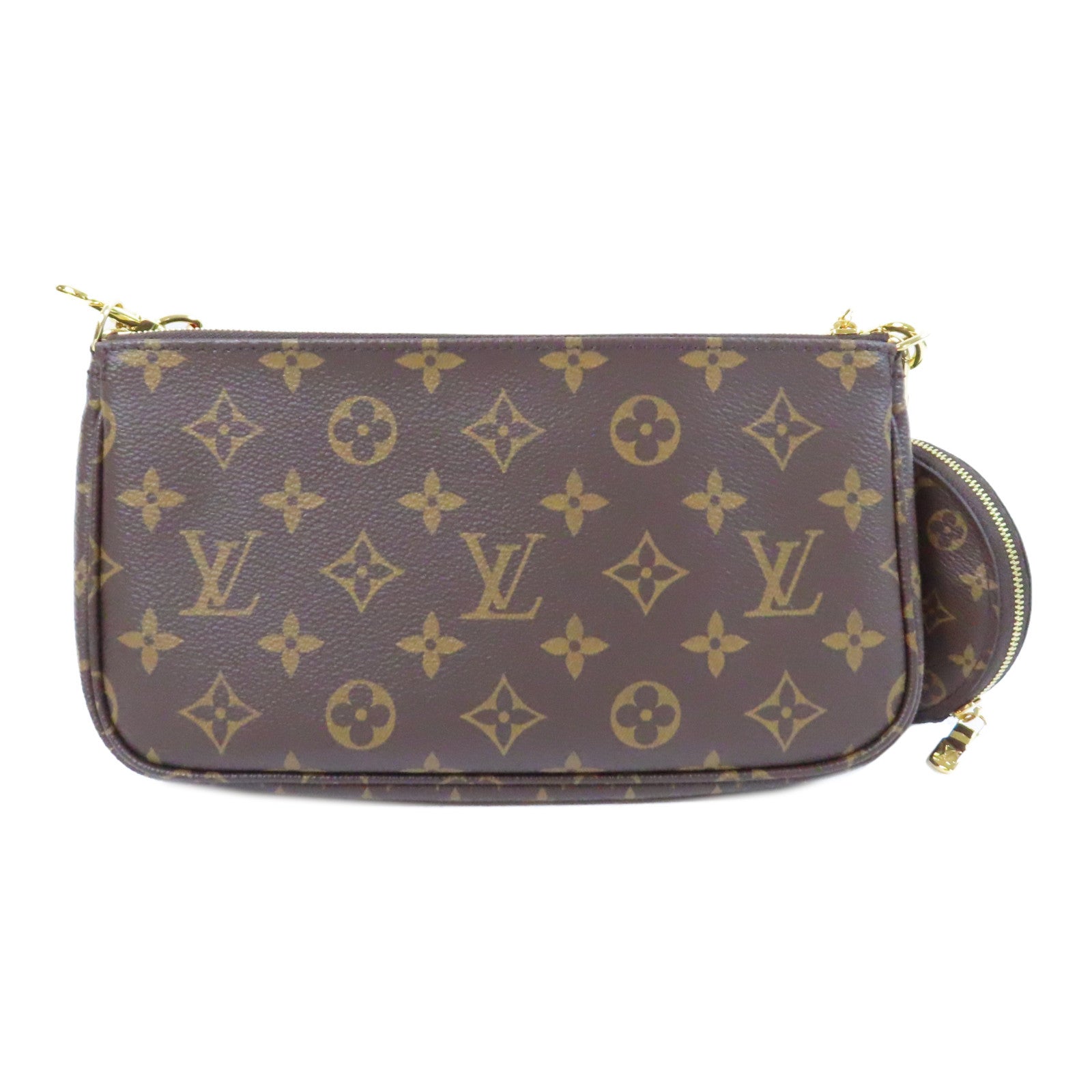 LOUIS VUITTON Monogram Mutti Pochette Accessories金扣手挽肩背兩用袋啡色