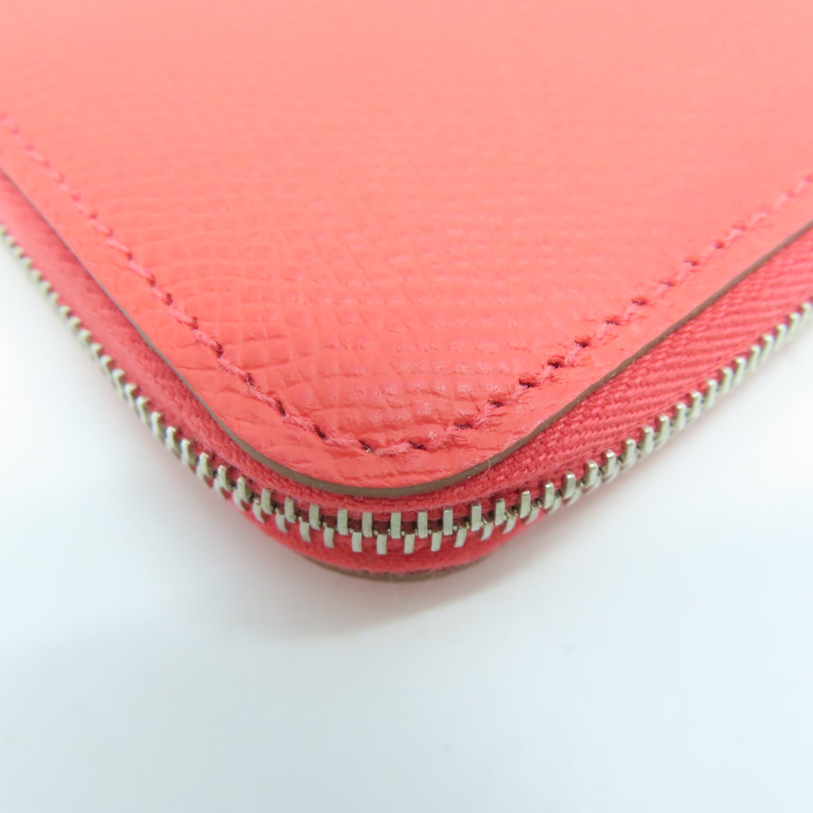 HERMES Epsom皮革Silk'in Coin Purse銀扣零錢包橙色