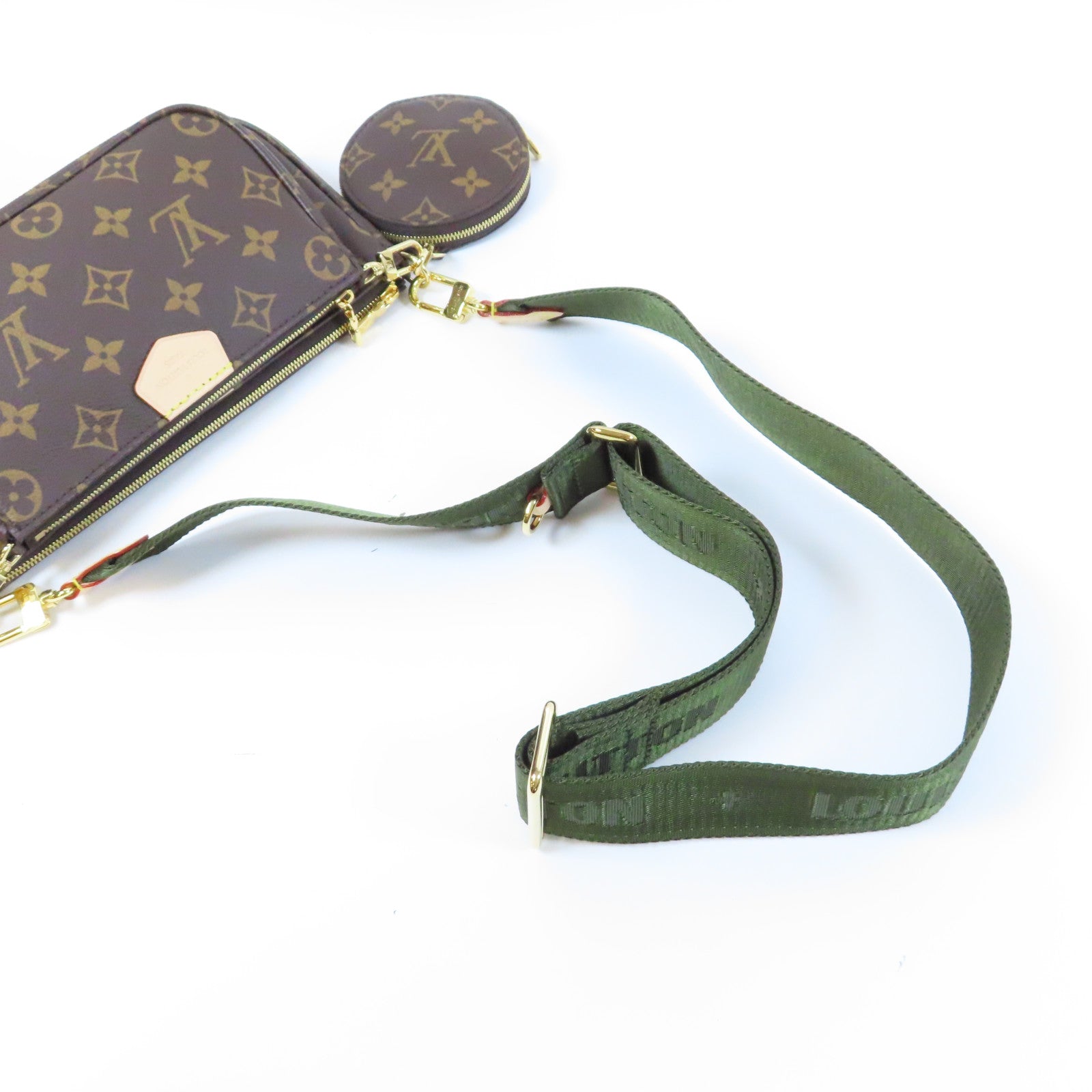 LOUIS VUITTON Monogram Mutti Pochette Accessories金扣手挽肩背兩用袋啡色