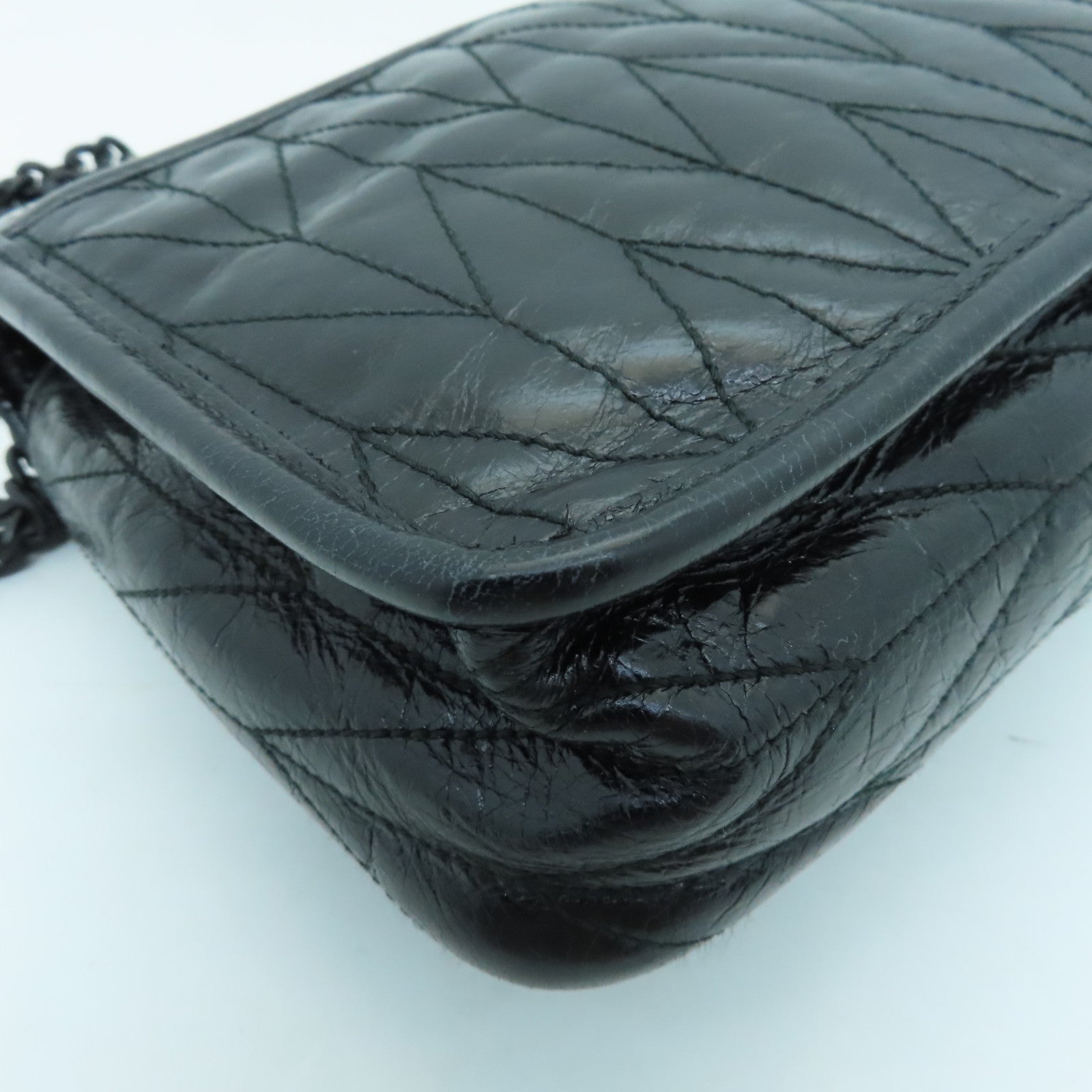Miu Miu Leather Chain Shoulder Black Buckle Chain Shoulder Bag Black