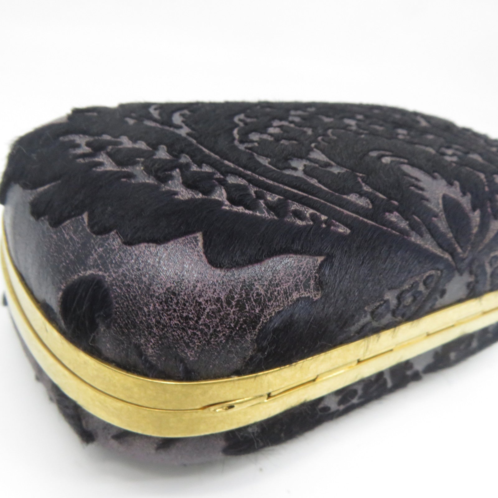 Alexander McQueen 馬毛Clutch Bag金扣手拿包紫色