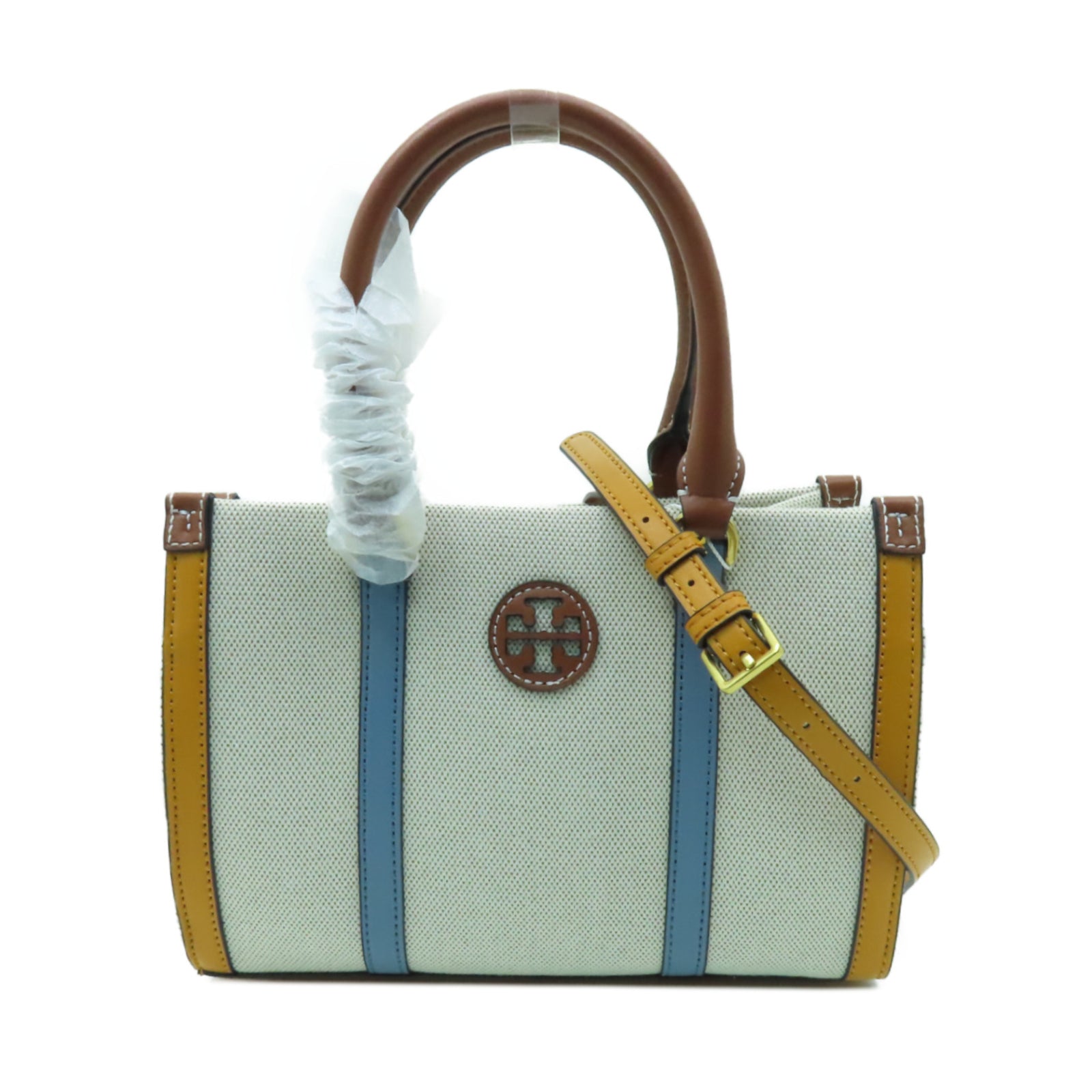 Tory Burch 帆布2way Shoulder Bag金扣手挽肩背兩用袋棕色