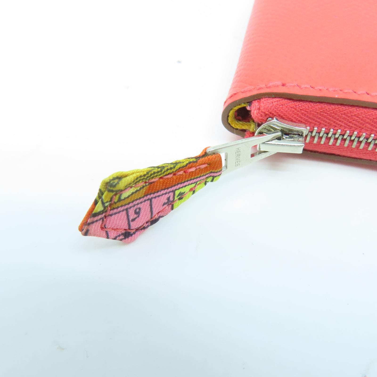 HERMES Epsom皮革Silk'in Coin Purse銀扣零錢包橙色
