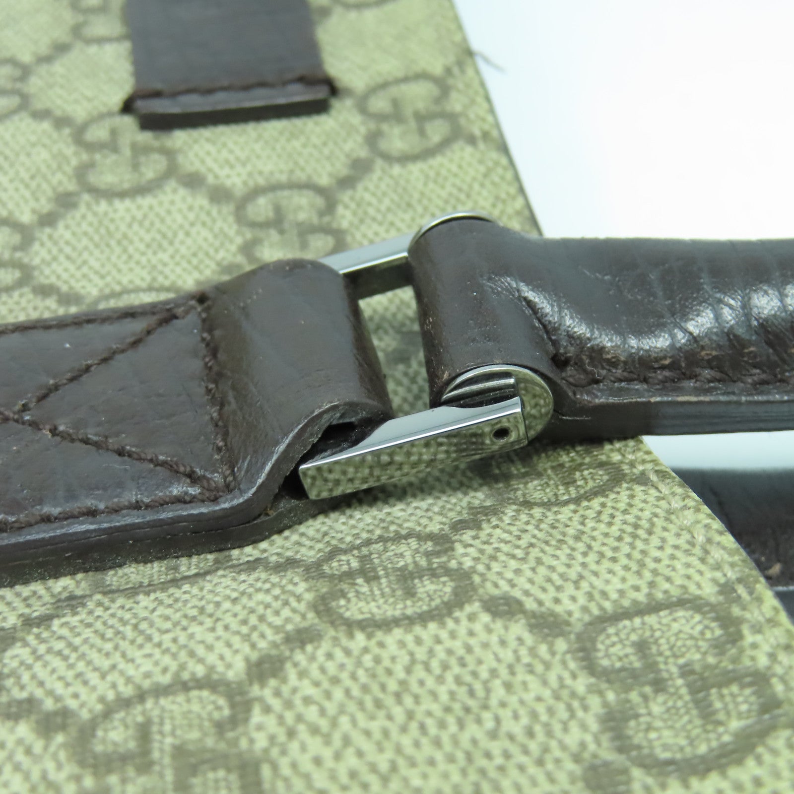 GUCCI 塗層帆布Hand Bag銀扣肩背袋啡色