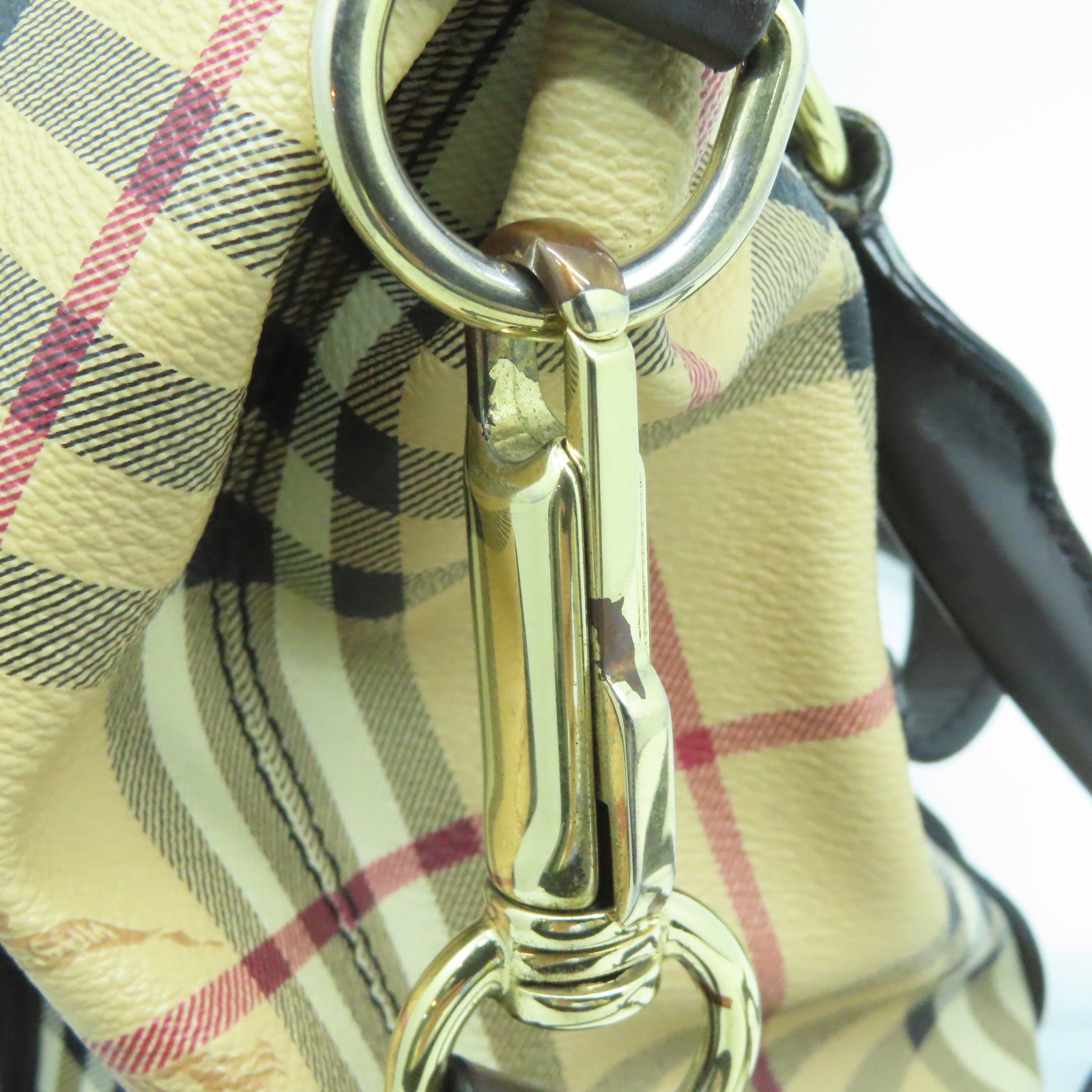 BURBERRY 涂层皮革2way Shoulder Bag金扣手挽肩背两用袋米色啡色