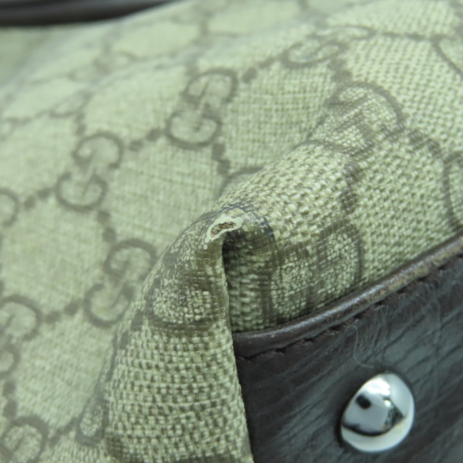 GUCCI 塗層帆布Hand Bag銀扣肩背袋啡色