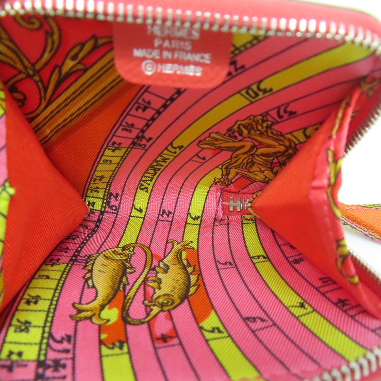 HERMES Epsom皮革Silk'in Coin Purse銀扣零錢包橙色
