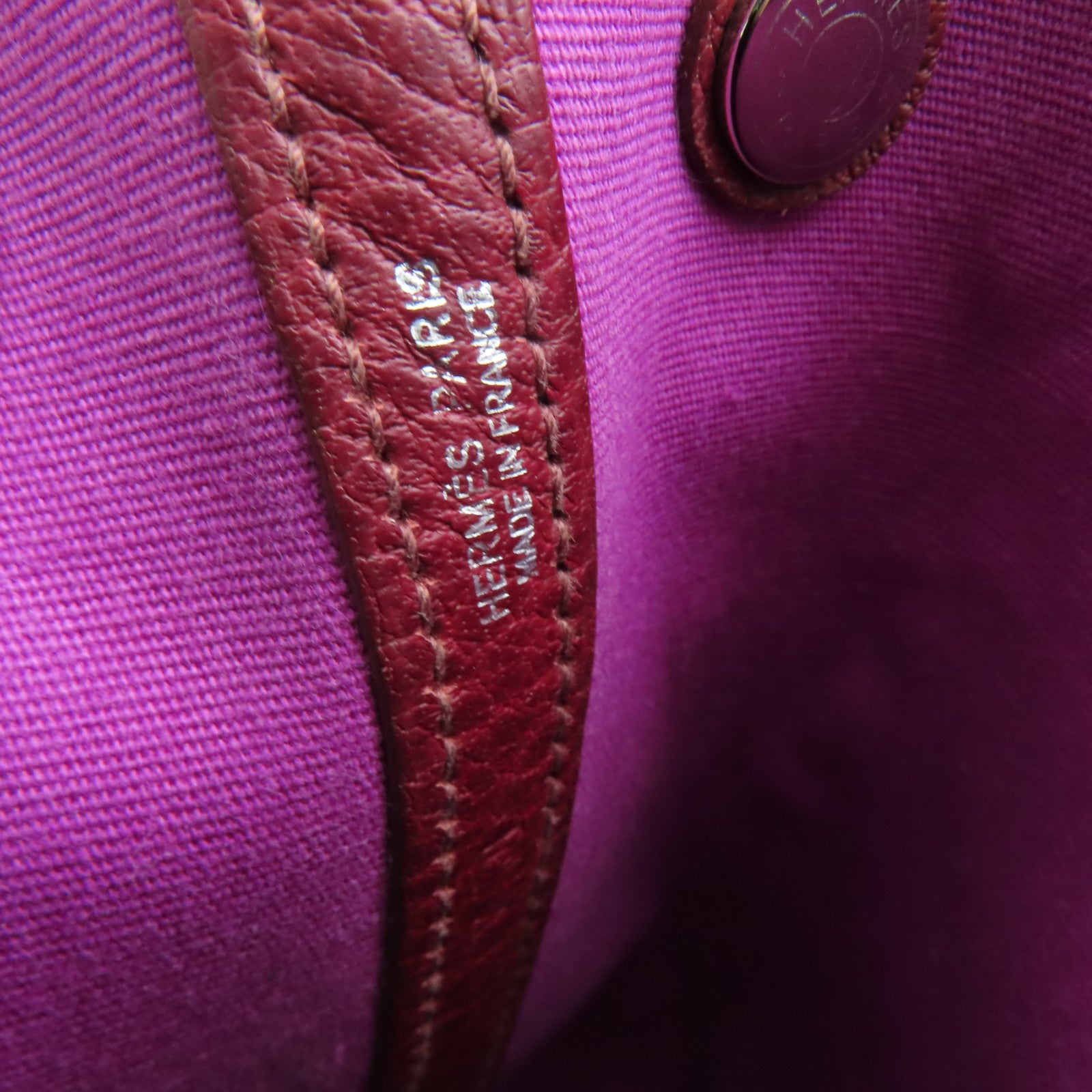 HERMES 帆布GardenParty TPM銀扣手挽袋紅色