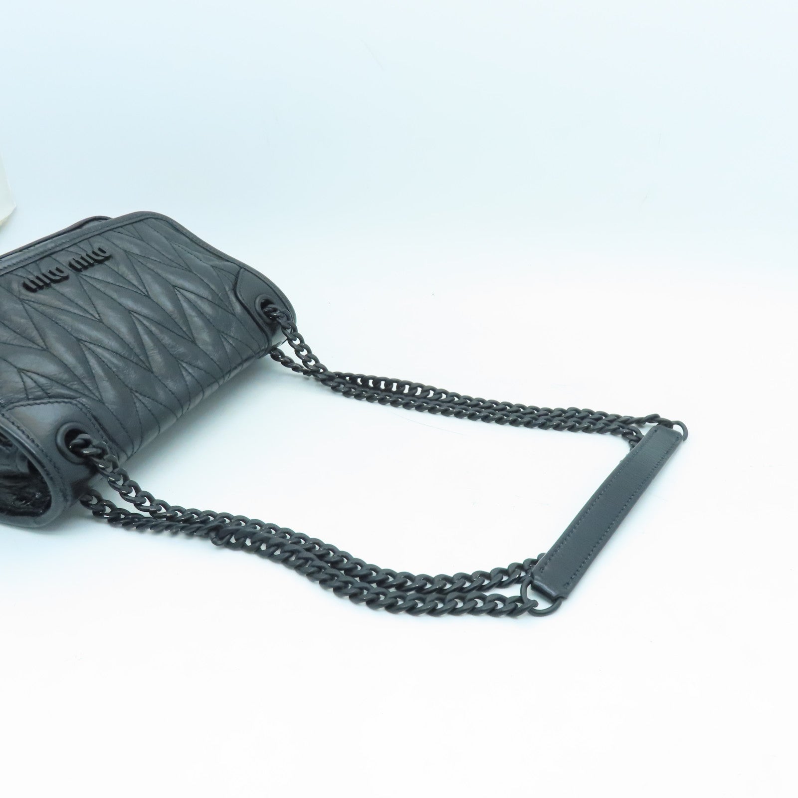 Miu Miu Leather Chain Shoulder Black Buckle Chain Shoulder Bag Black