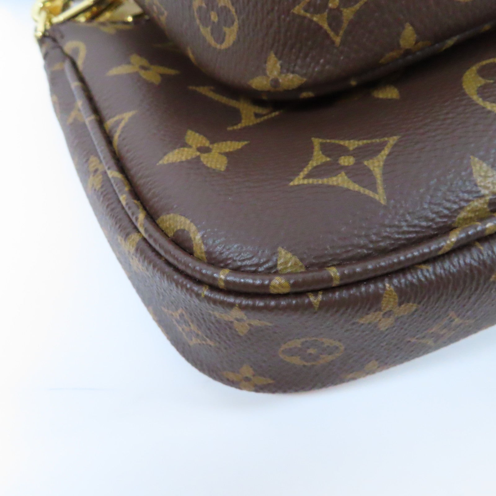 LOUIS VUITTON Monogram Mutti Pochette Accessories金扣手挽肩背兩用袋啡色