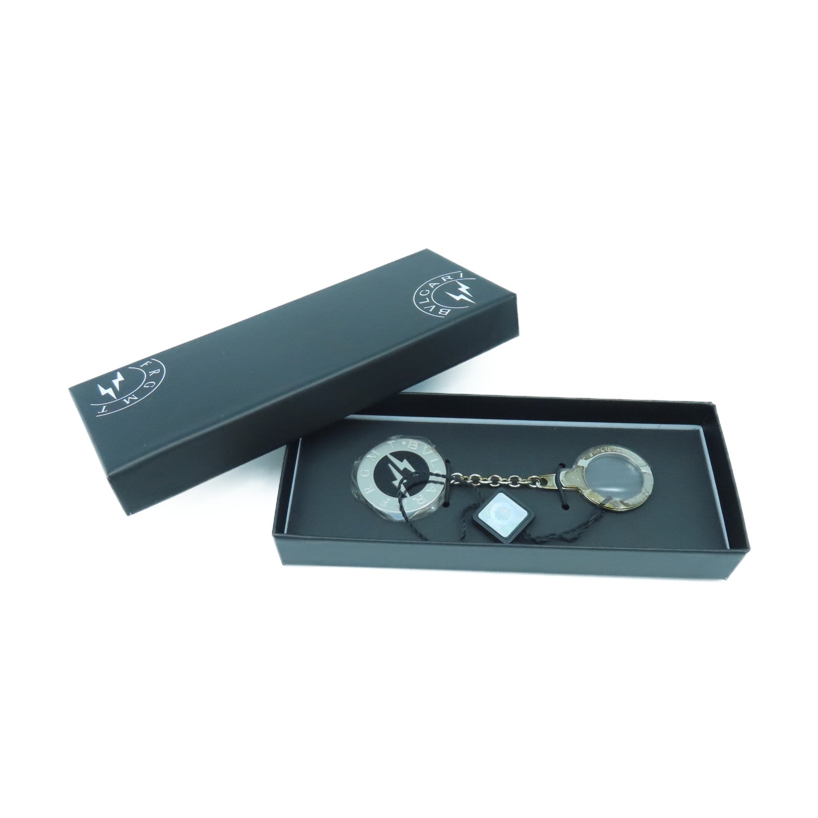 BVLGARI 【激減優惠】不鏽鋼Fragment Key Ring鎖匙扣銀色/黑色