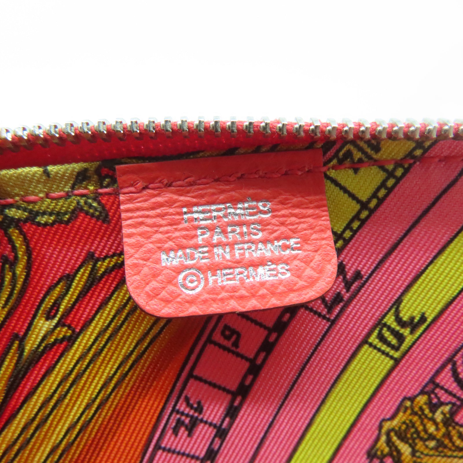 HERMES Epsom皮革Silk'in Coin Purse銀扣零錢包橙色