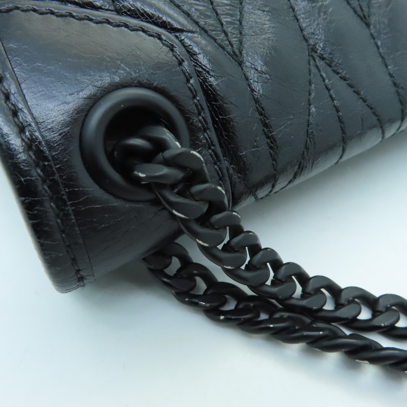 Miu Miu Leather Chain Shoulder Black Buckle Chain Shoulder Bag Black