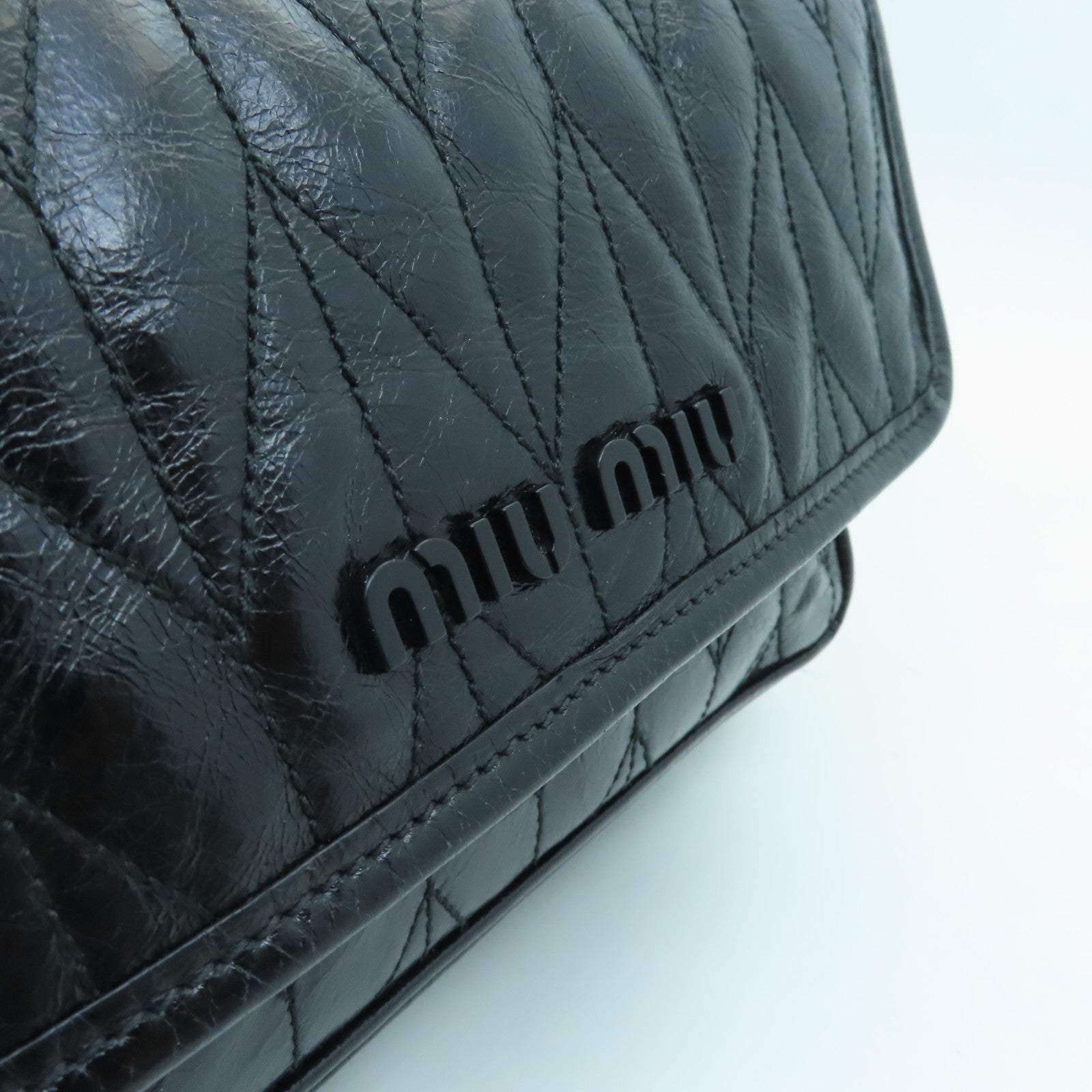 Miu Miu Leather Chain Shoulder Black Buckle Chain Shoulder Bag Black
