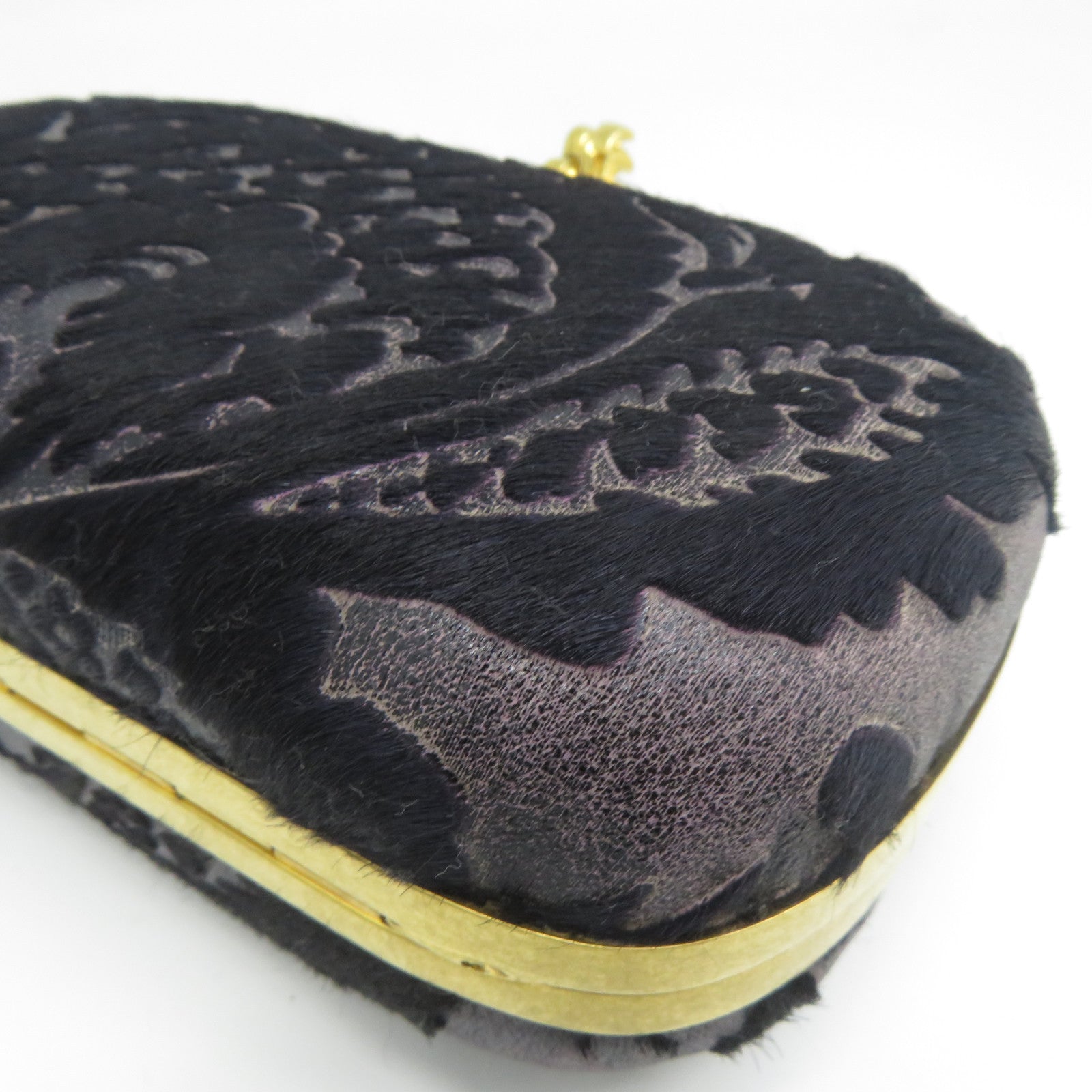 Alexander McQueen 馬毛Clutch Bag金扣手拿包紫色
